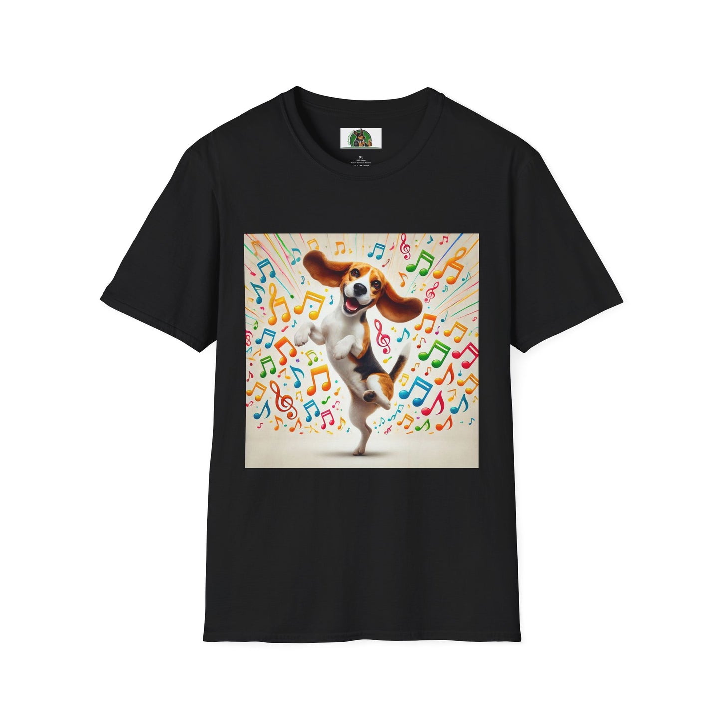 Beagle Dancing T-Shirt - Unisex Softstyle Tee T-Shirt Printify XS Black