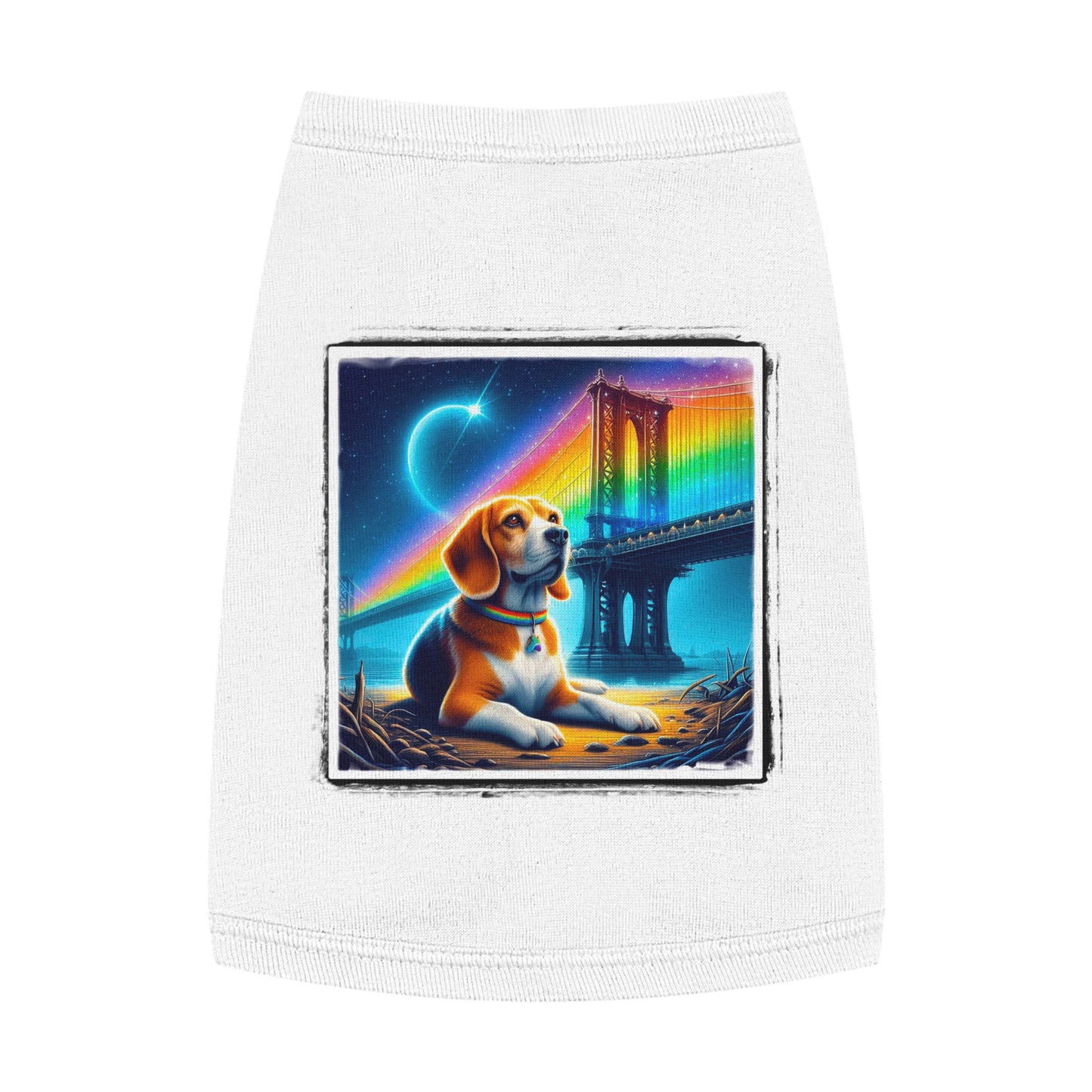 Pet Tank Top Beagle Rainbow Bridge Night Pets Printify