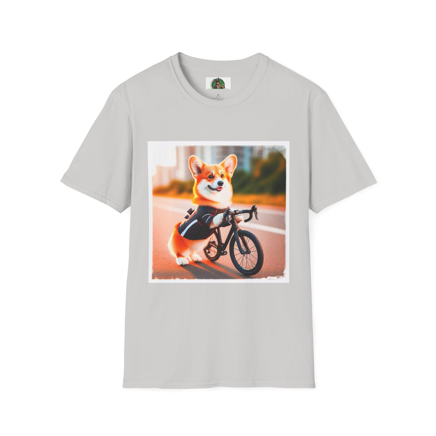 Pembroke Welsh Corgi tiny bike shirt T-Shirt Printify S Ice Grey