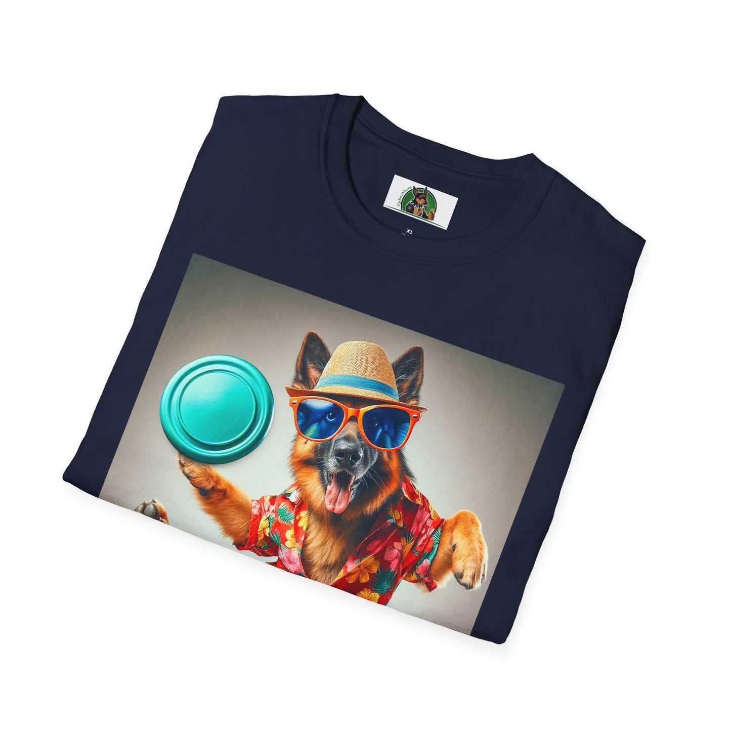 German Shepherd frisbee flying shirt T-Shirt Printify