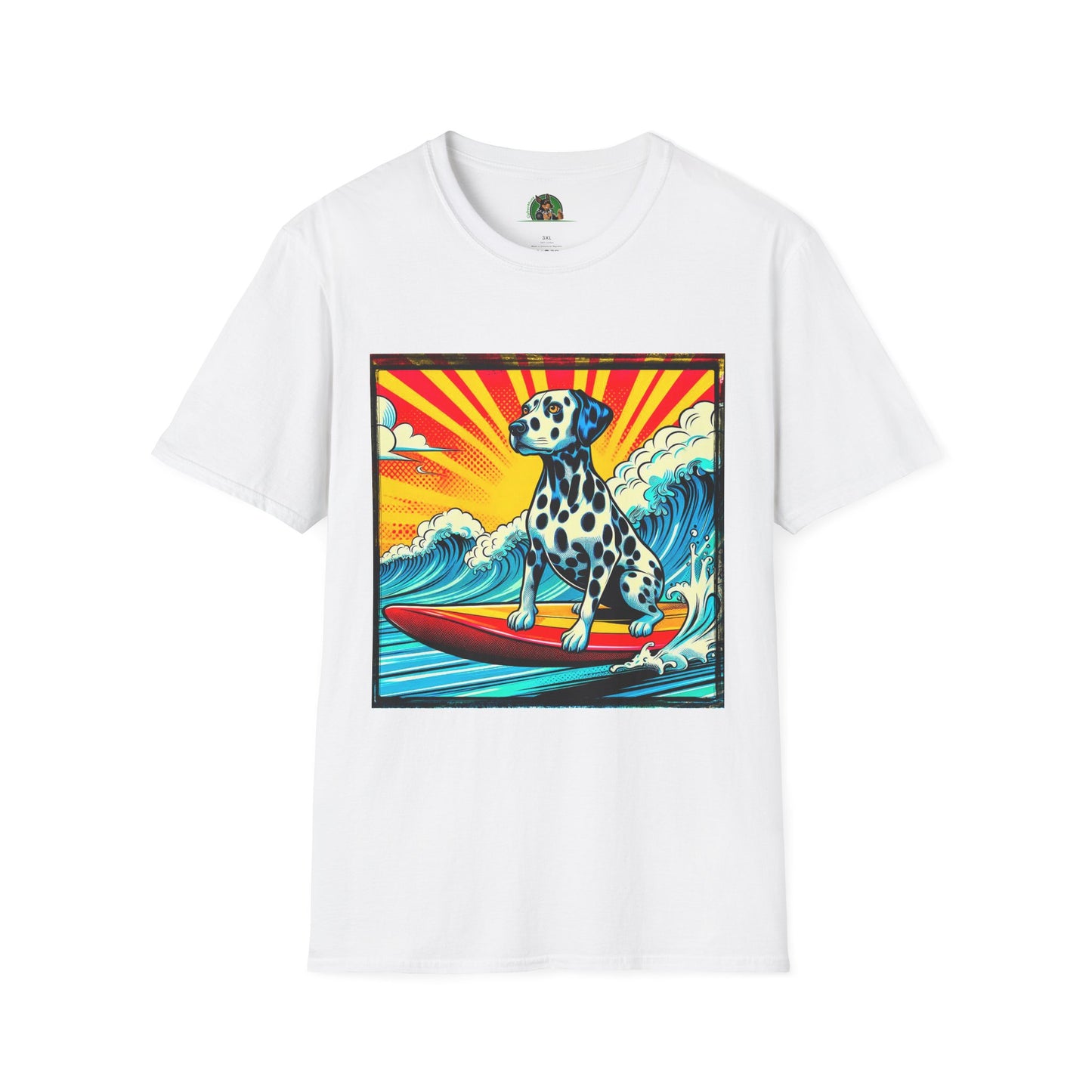 Dalmatian colorful surfing t shirt T-Shirt Printify XS White