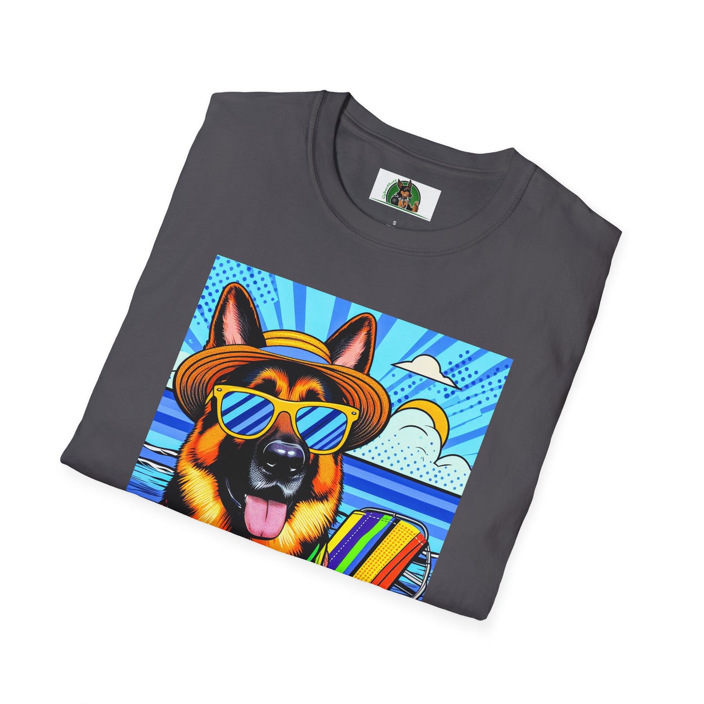 German Shepherd beach puppy shirt T-Shirt Printify