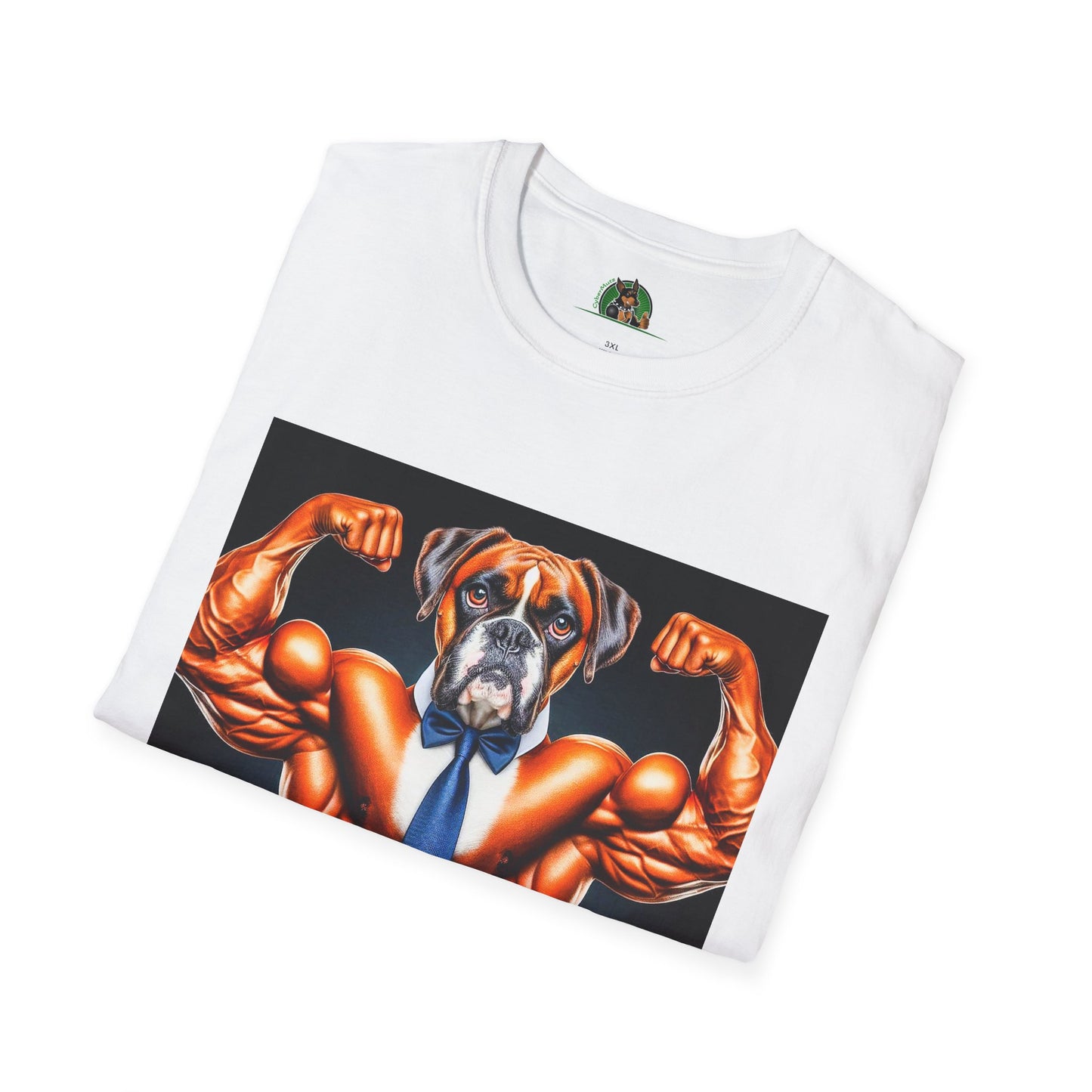 Boxer Muscle Dog Wearing Tie TShirt T-Shirt Printify