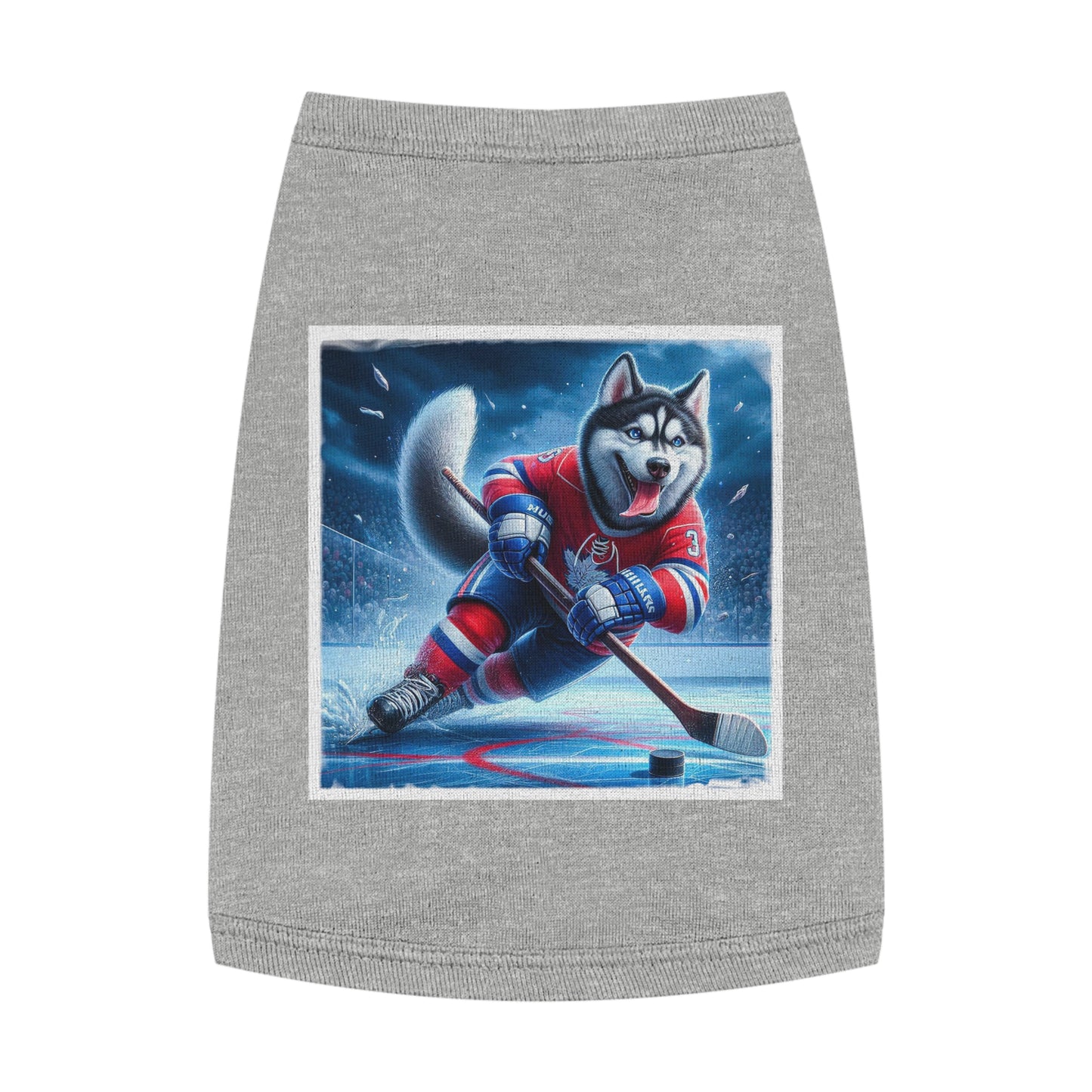 Pet Tank Top Husky hockey Pets Printify M Heather