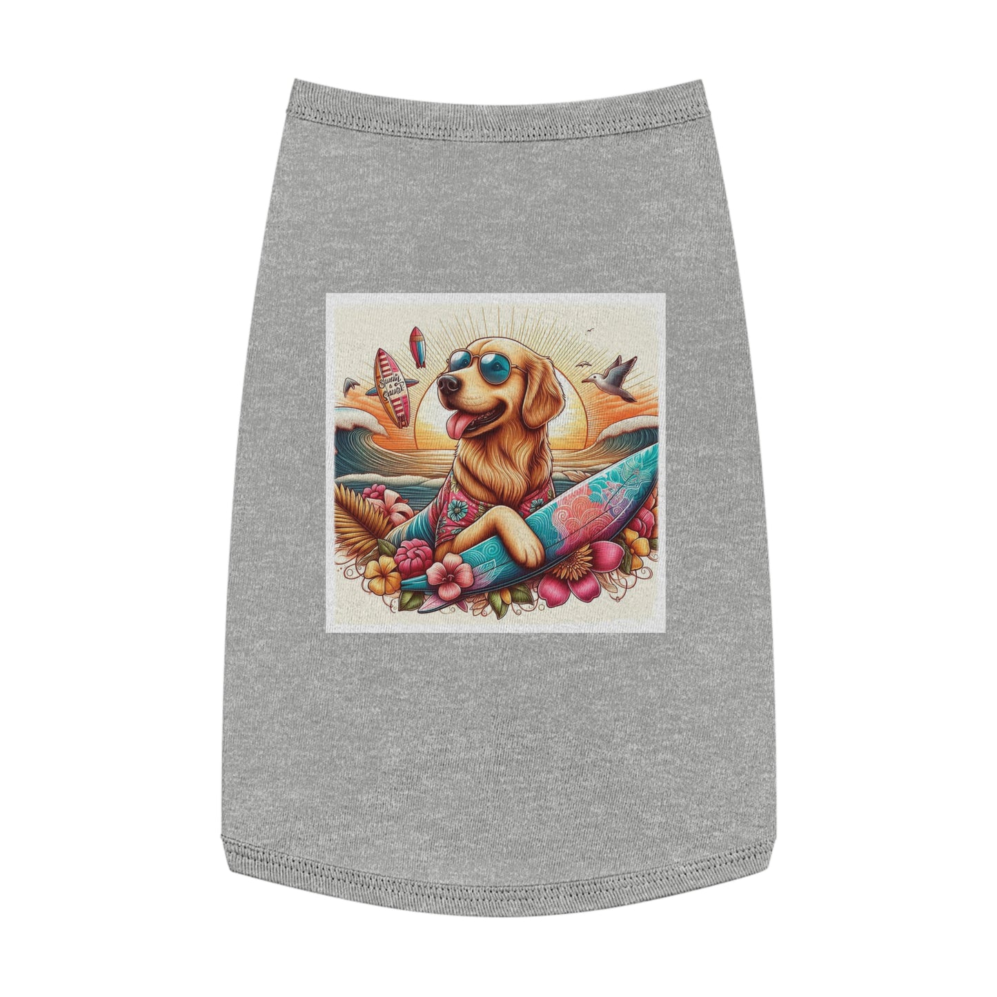 Golden Retriever pet tank top sunny day Pets Printify L Heather