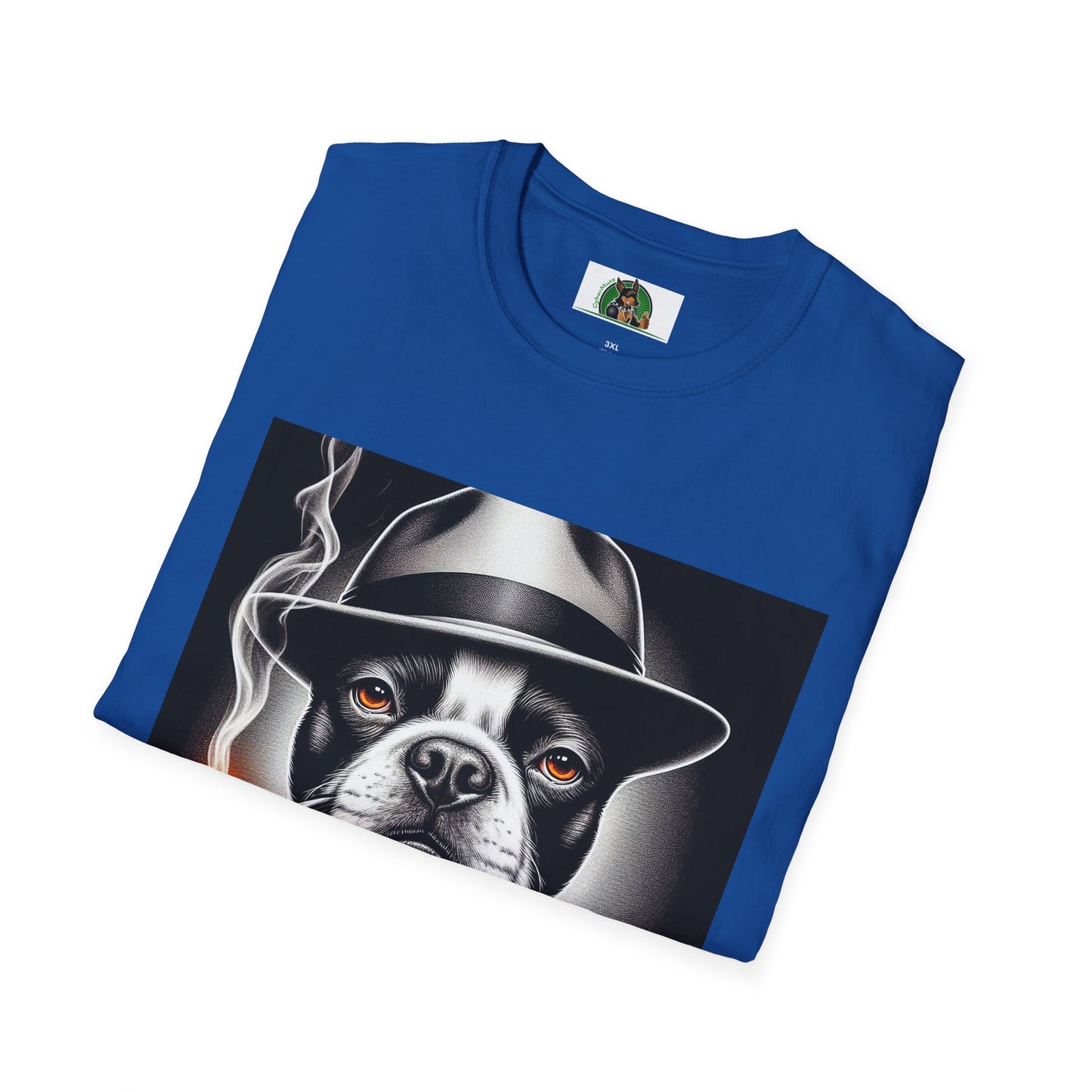 Boston Terrier Dog Smoking Pipe Drinking Whiskey T-Shirt Printify
