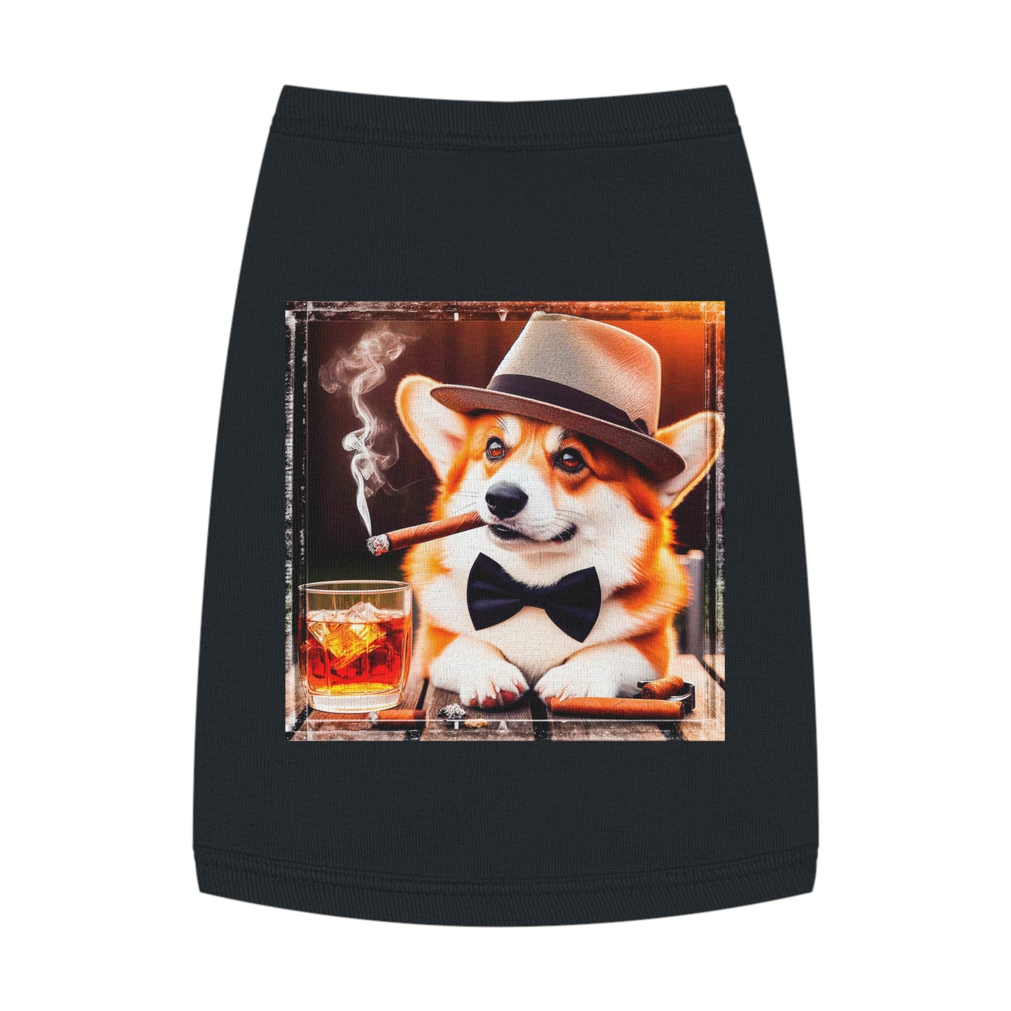 Pembroke Welsh Corgi cigars and whiskey Pets Printify M Black