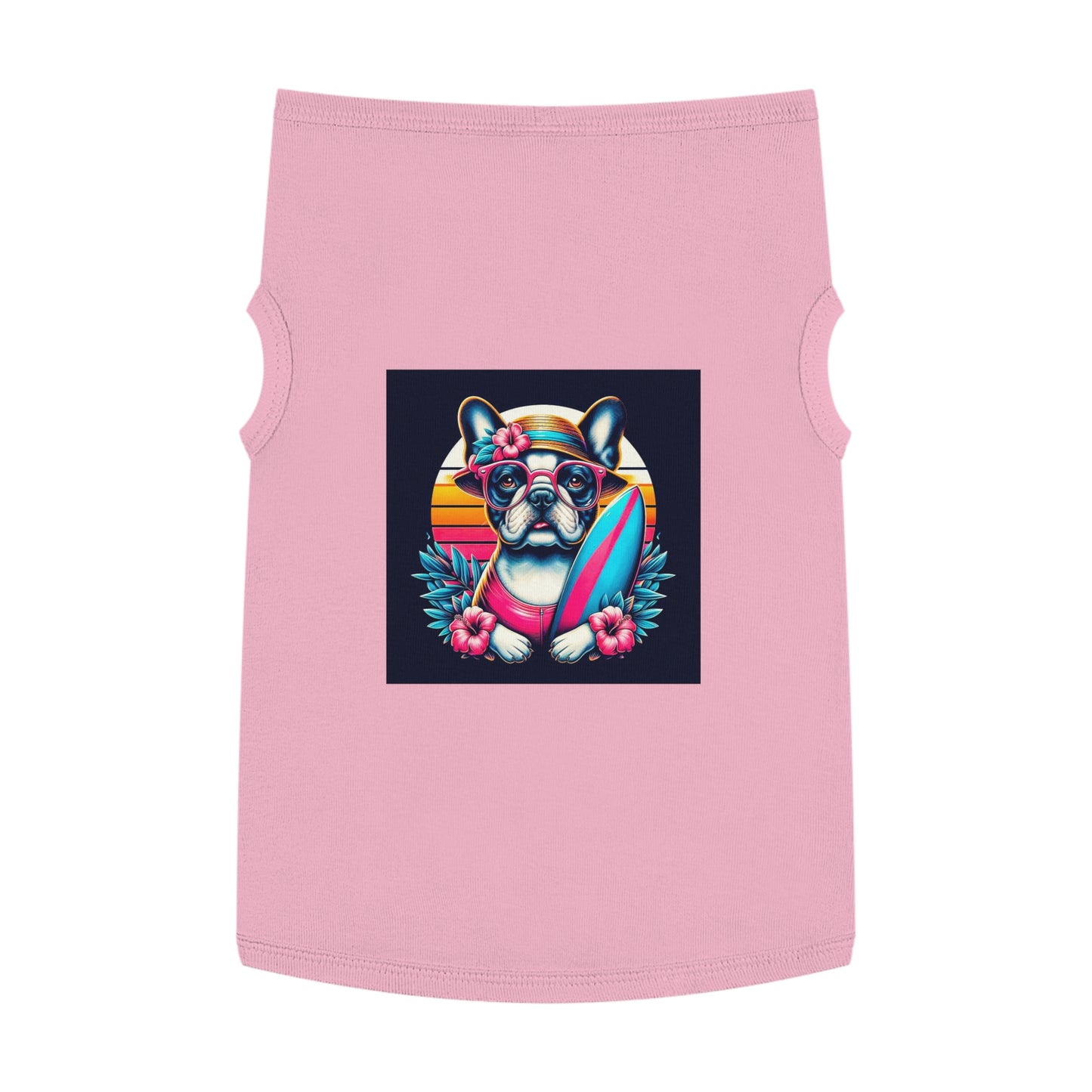 Pet Tank Top French Bulldog pretty flowers t shirt Pets Printify XL Pink
