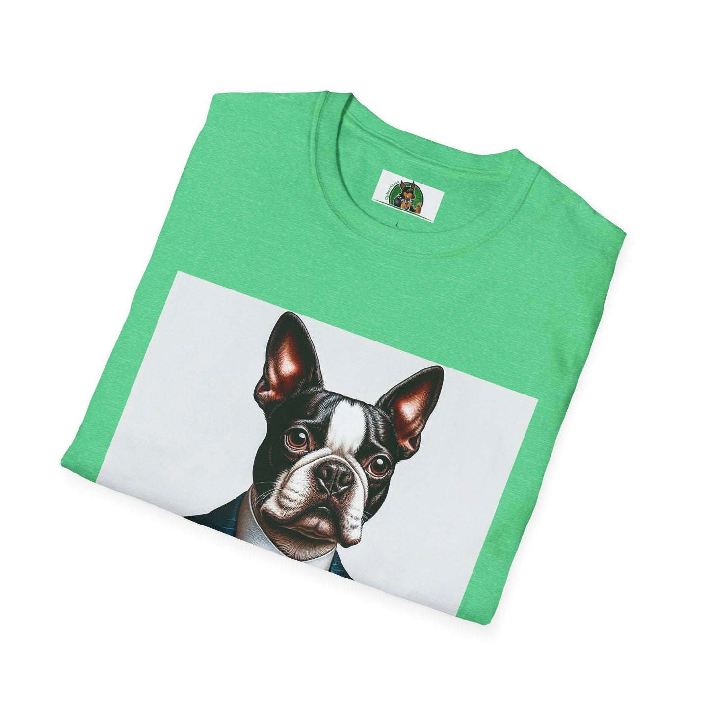 Boston Terrier Dog In Blue Suit TShirt T-Shirt Printify