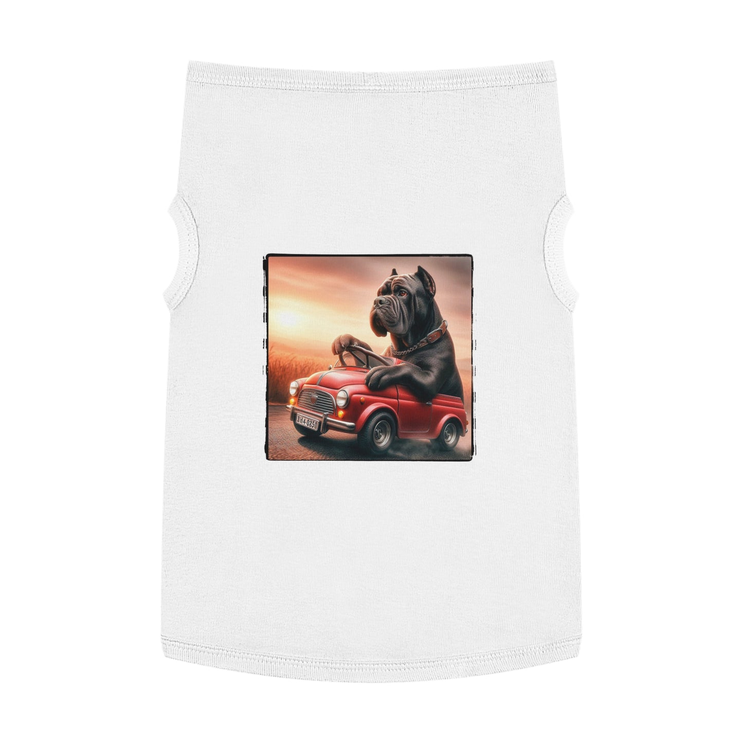 Wacky Pet Tank Top Cane Corso Dog In Small Car Pets Printify XL White