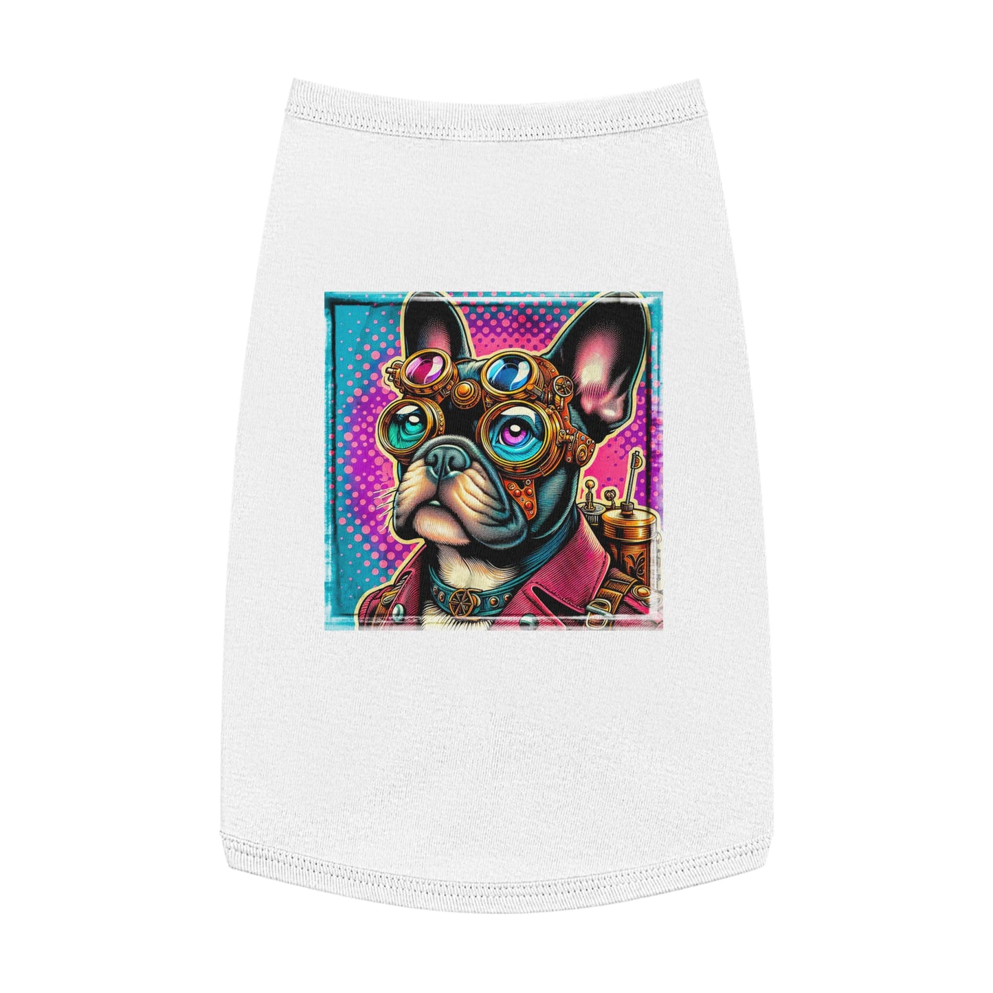 Pet Tank Top French Bulldog colorful steampunk t shirt Pets Printify L White