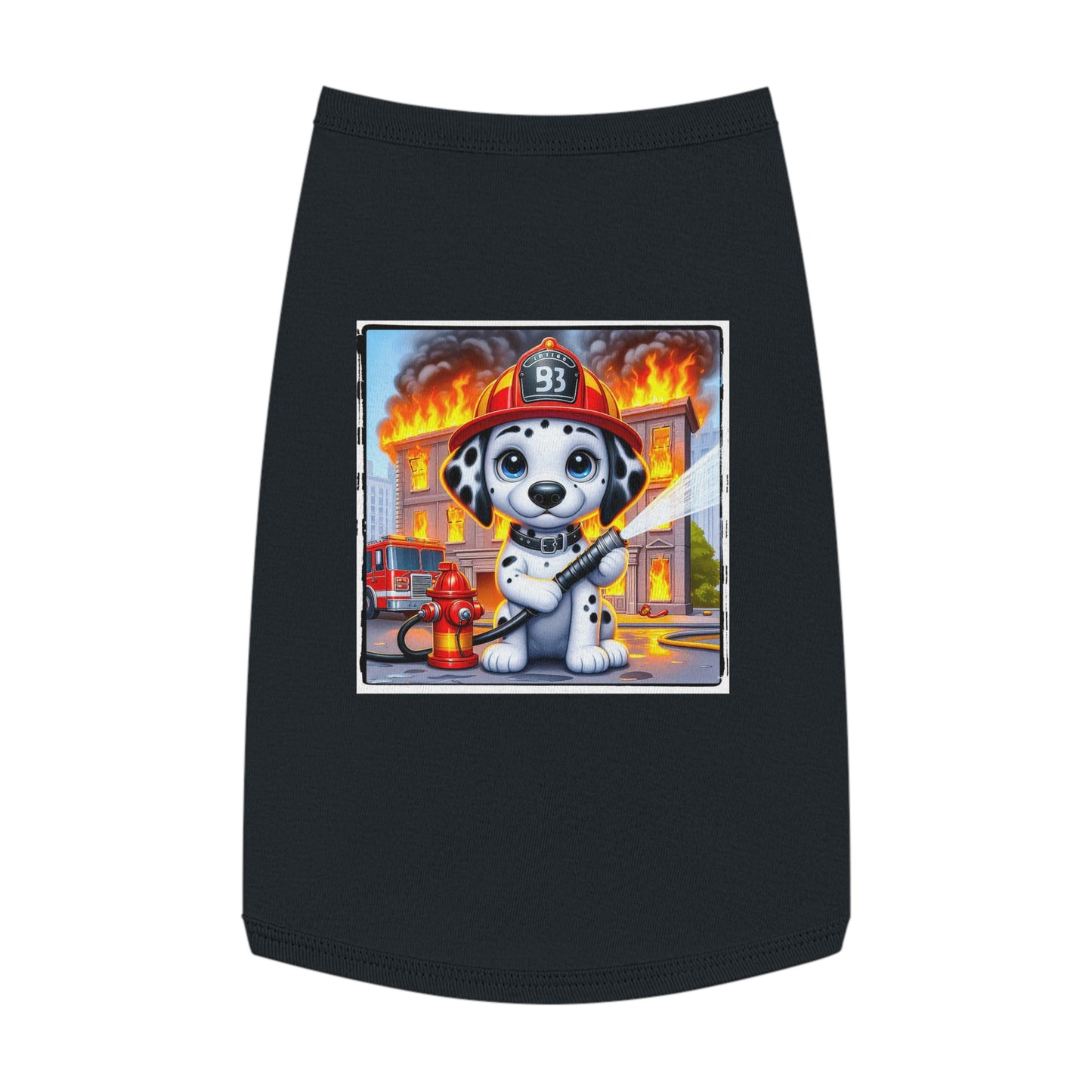 Pet Tank Top Dalmatian small fireman t shirt Pets Printify