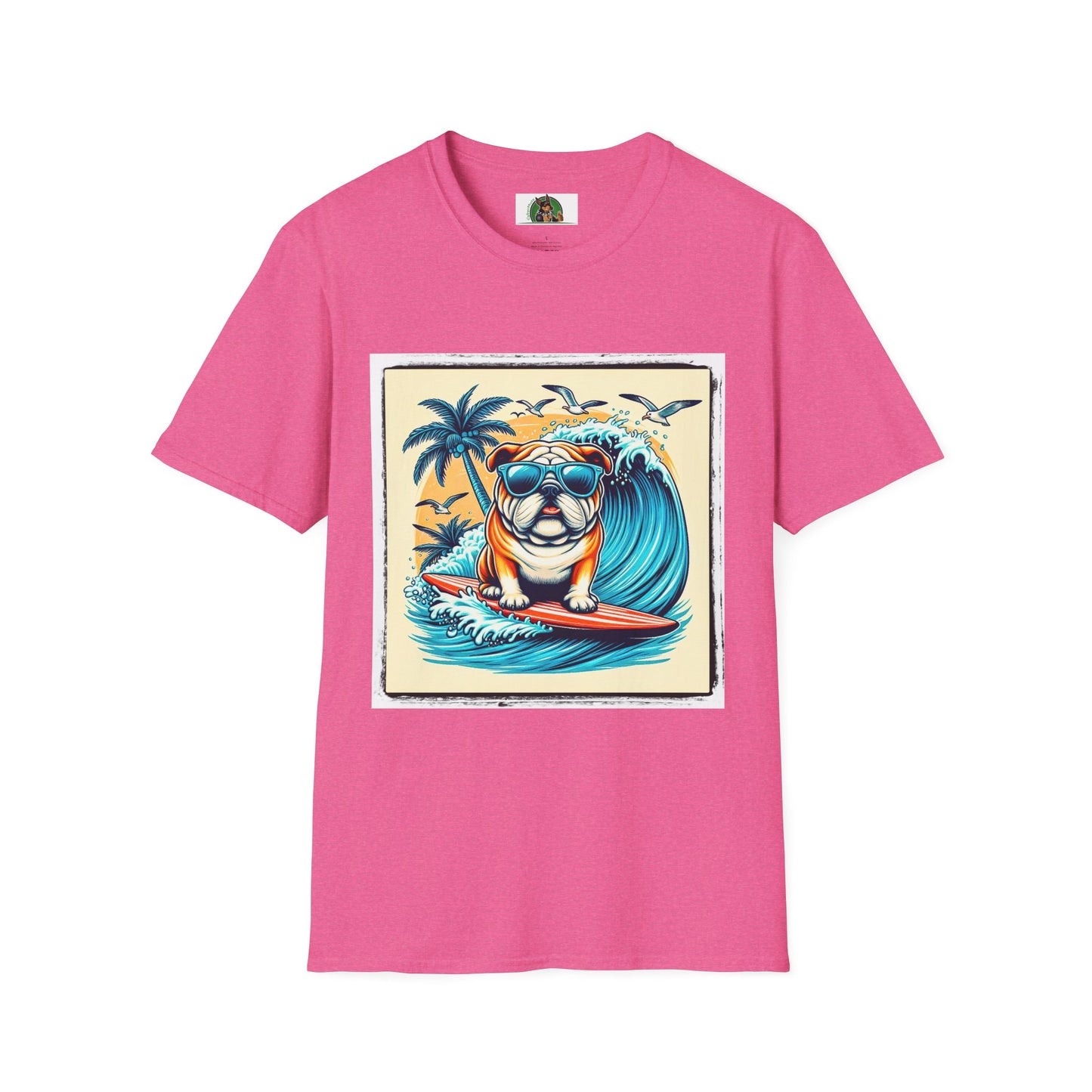 Bulldog Palm Springs t shirt T-Shirt Printify S Heather Heliconia