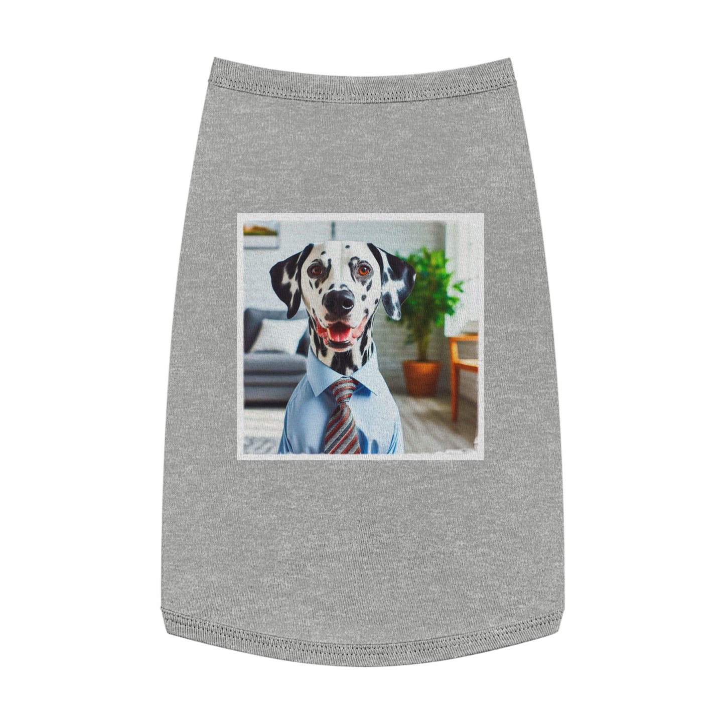 Pet Tank Top Dalmatian happy businessman t shirt Pets Printify L Heather