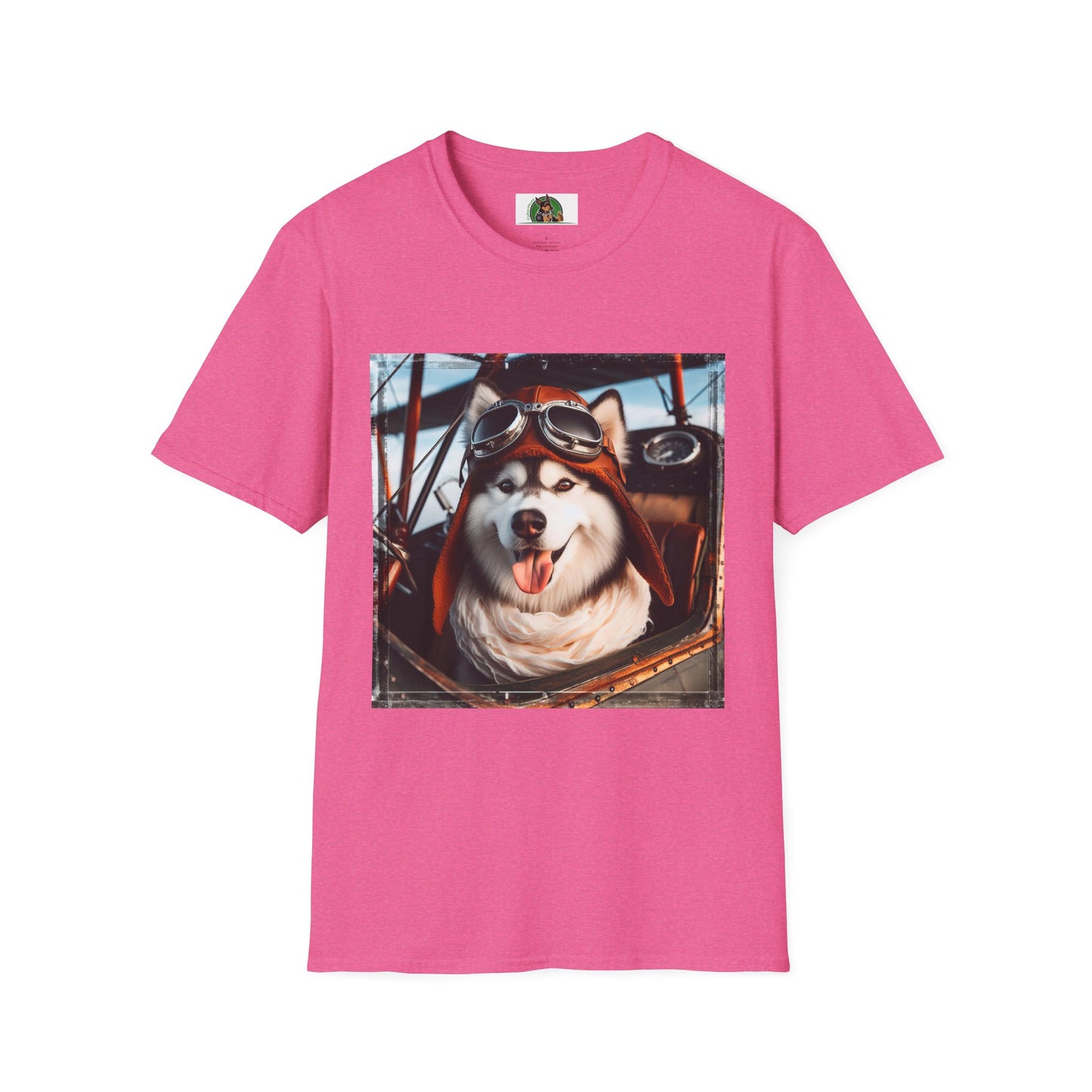 Husky pilot T-Shirt Printify S Heather Heliconia