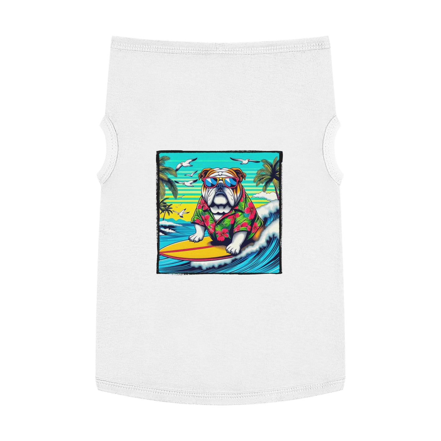 Pet Tank Top Bulldog wave crashing t shirt Pets Printify XL White