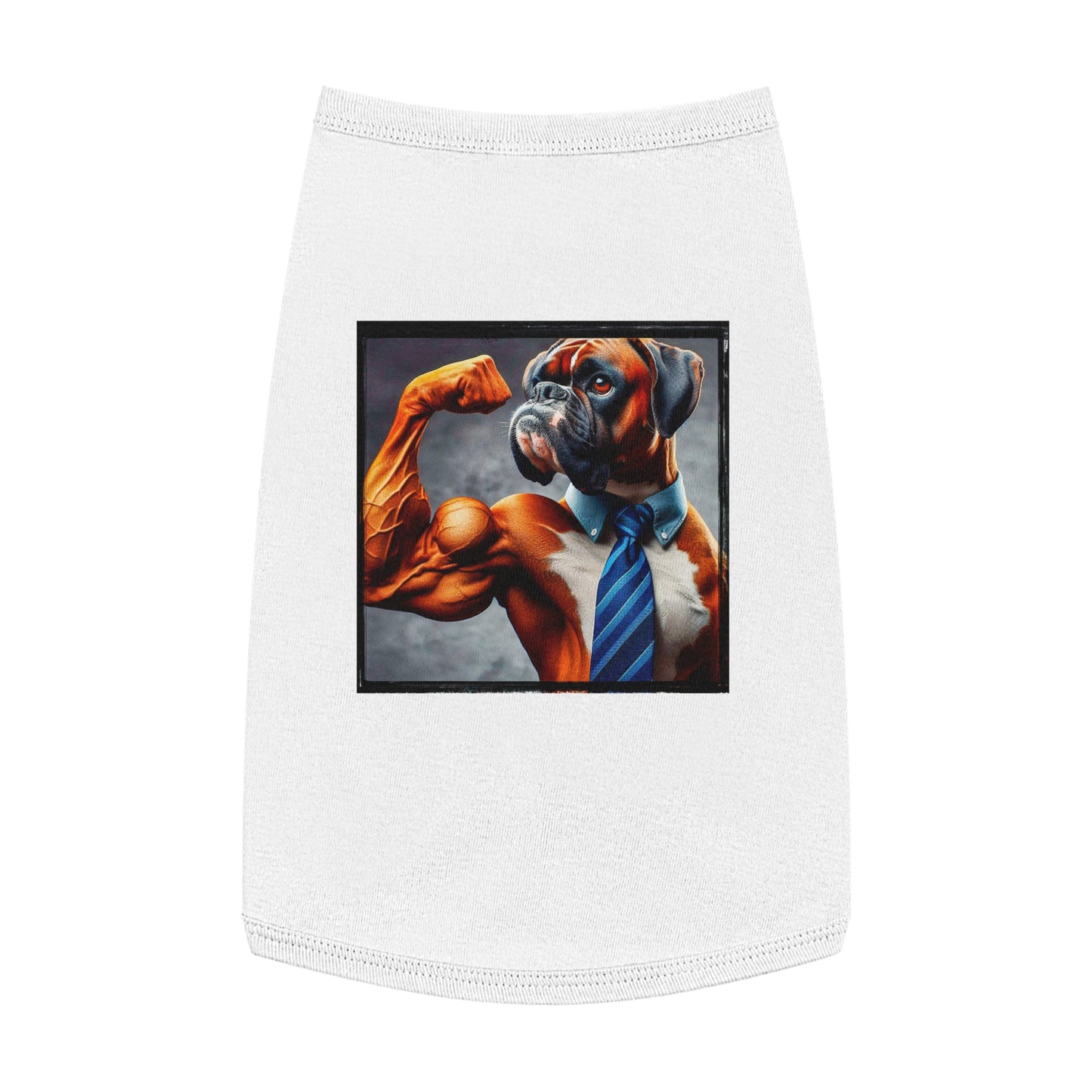 Pet Tank Top Boxer Dog Flexing Pets Printify L White