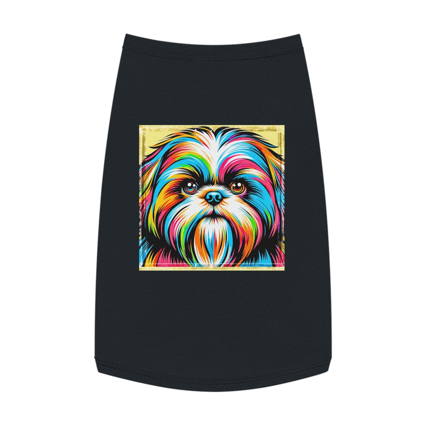 Pet Tank Top Shih Tzu colorful puppy Pets Printify L Black