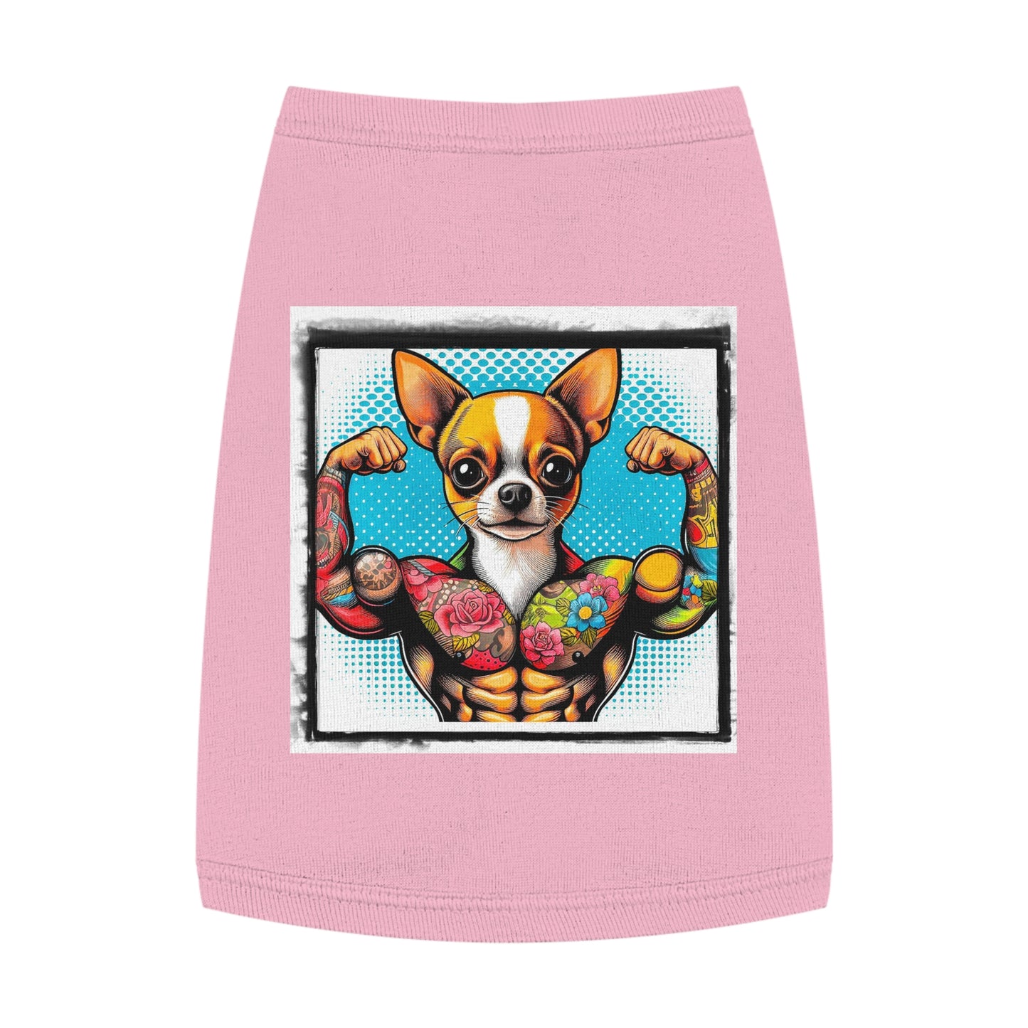 Pet Tank Top Chihuahua flexing t shirt Pets Printify M Pink