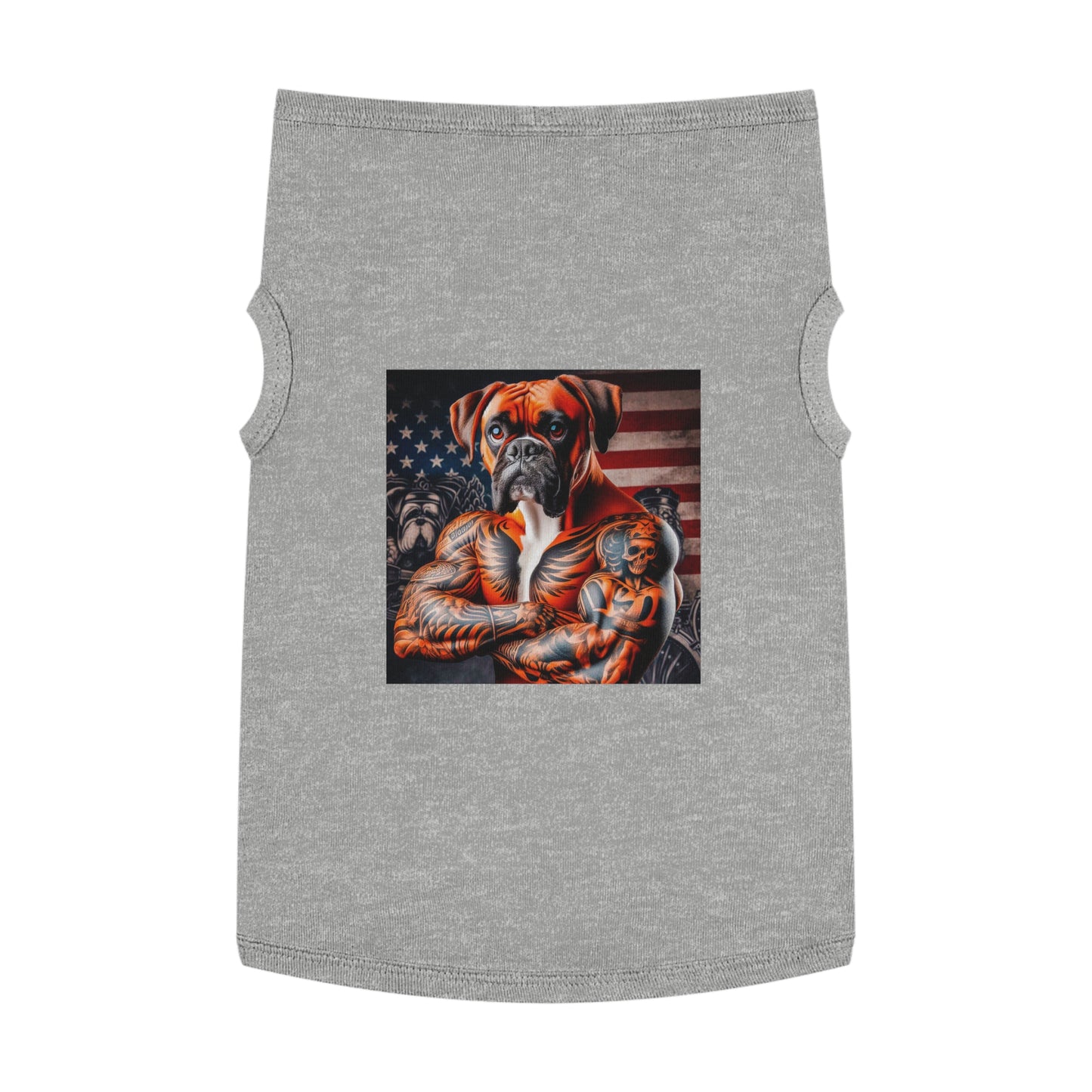 Pet Tank Top Boxer Dog American Flag Pets Printify XL Heather