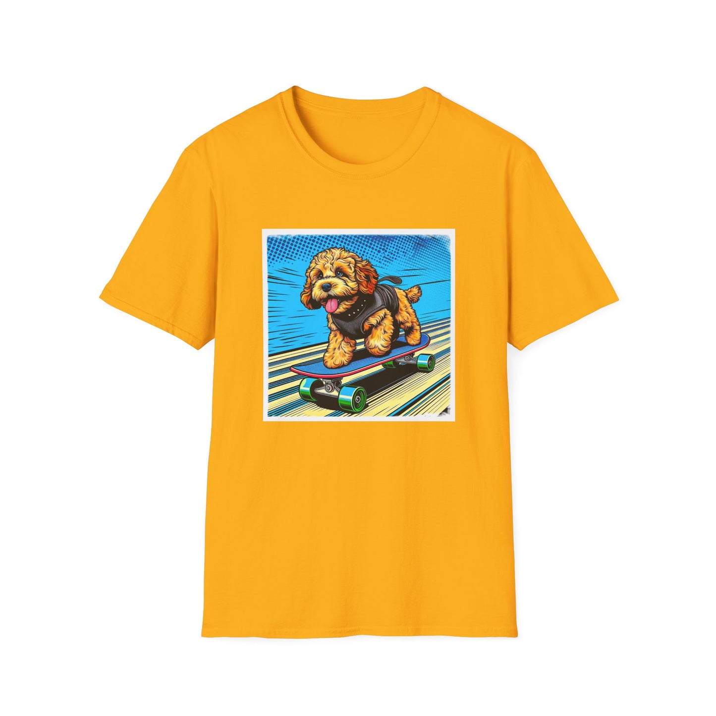 CockerPoo flying high t shirt T-Shirt Printify S Gold