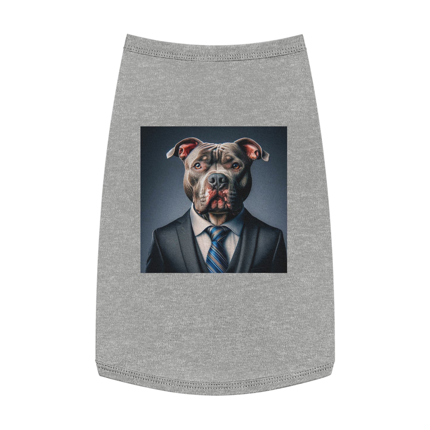 Pet Tank Top Pit Bull serious businessman Pets Printify L Heather