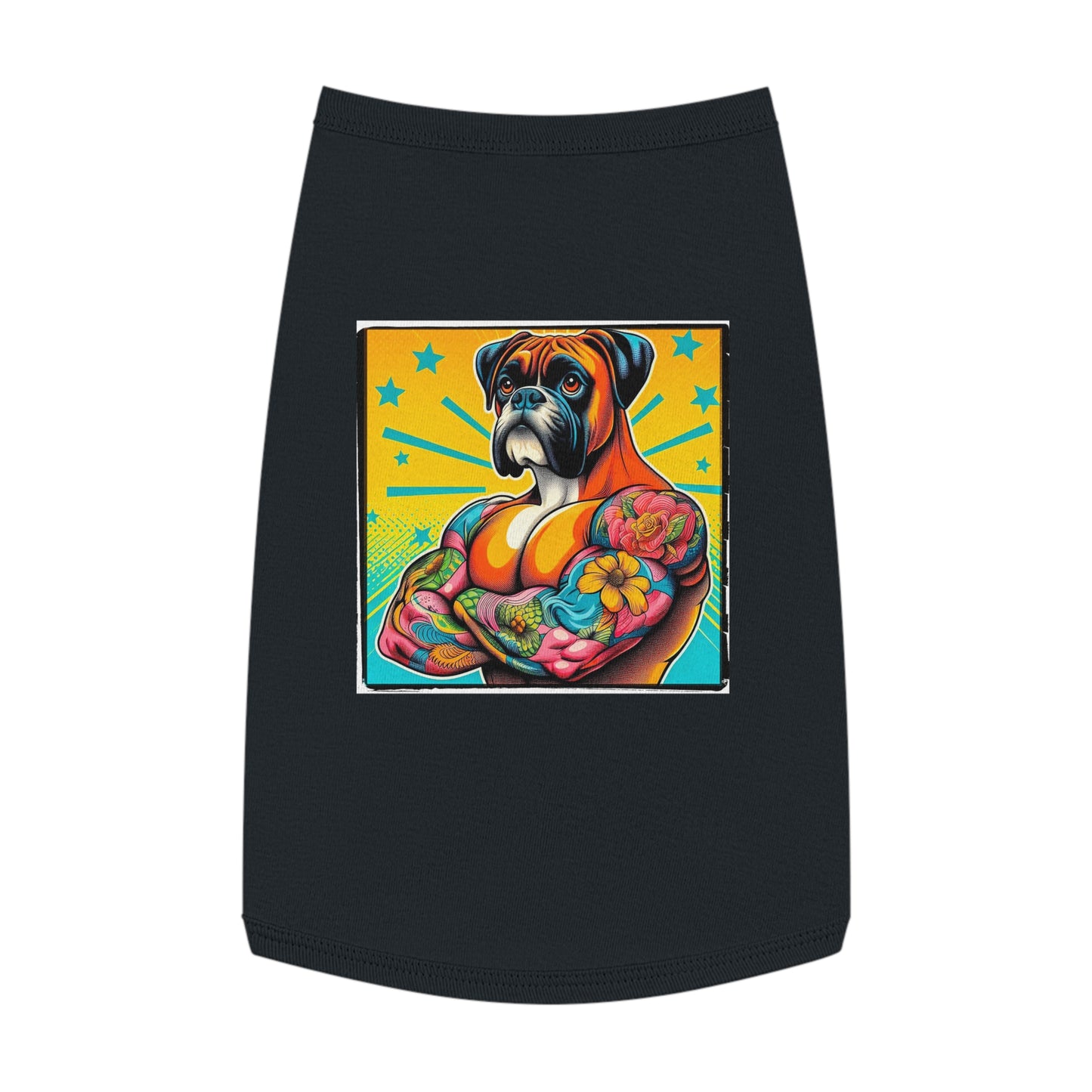 Pet Tank Top Boxer Tattooed Dog Pets Printify L Black