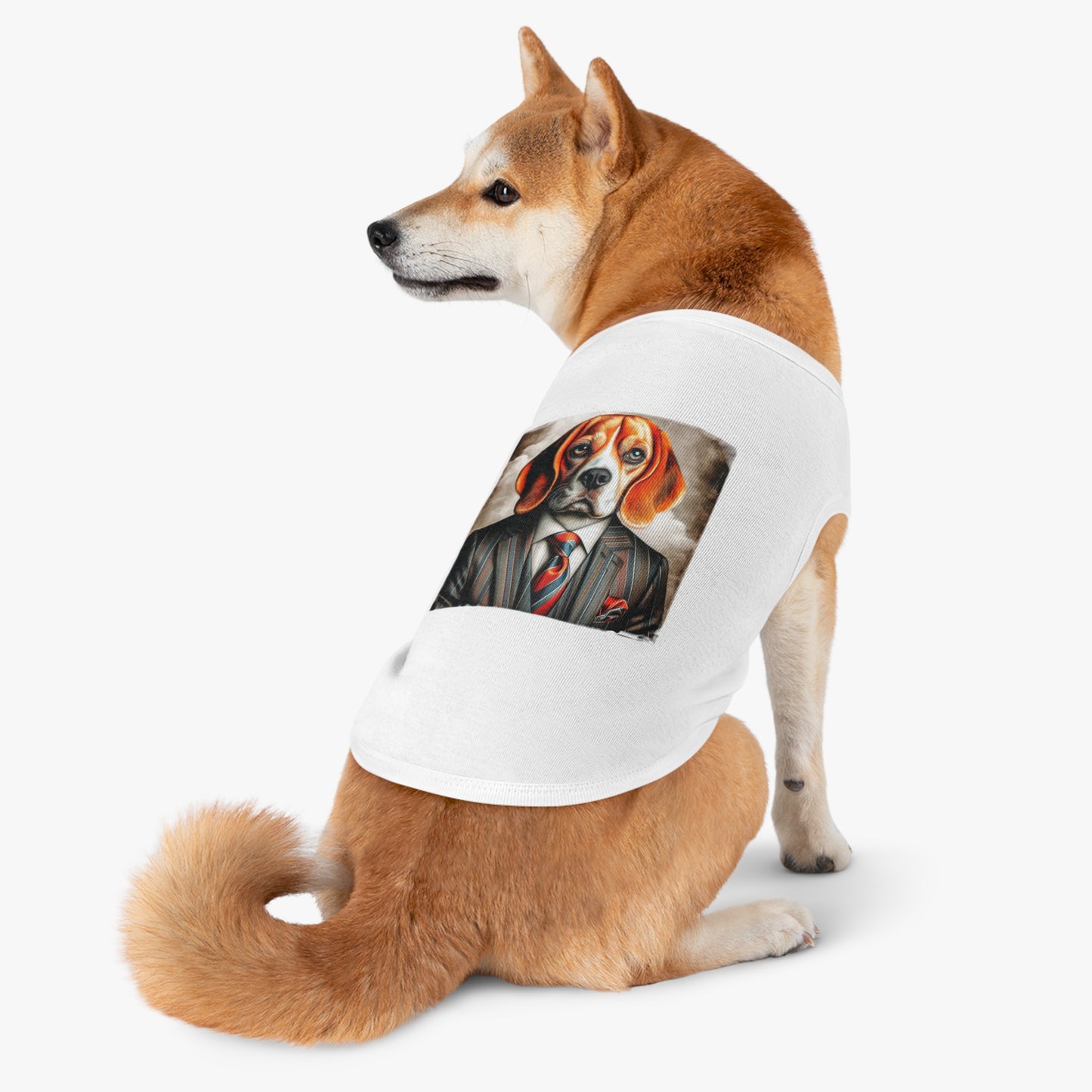 Pet Tank Top Beagle Dog Wearing Business Suit Pets Printify