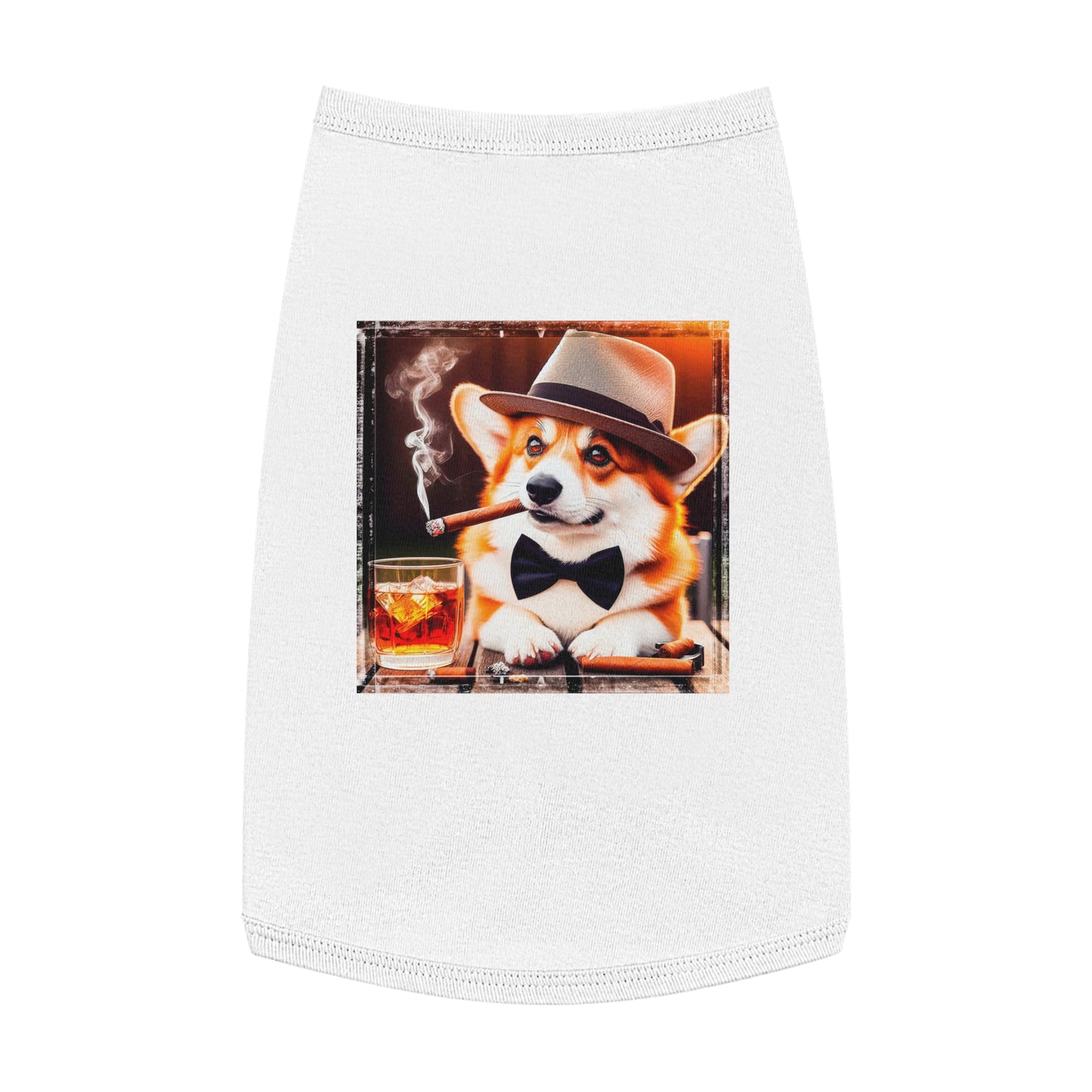 Pembroke Welsh Corgi cigars and whiskey Pets Printify L White