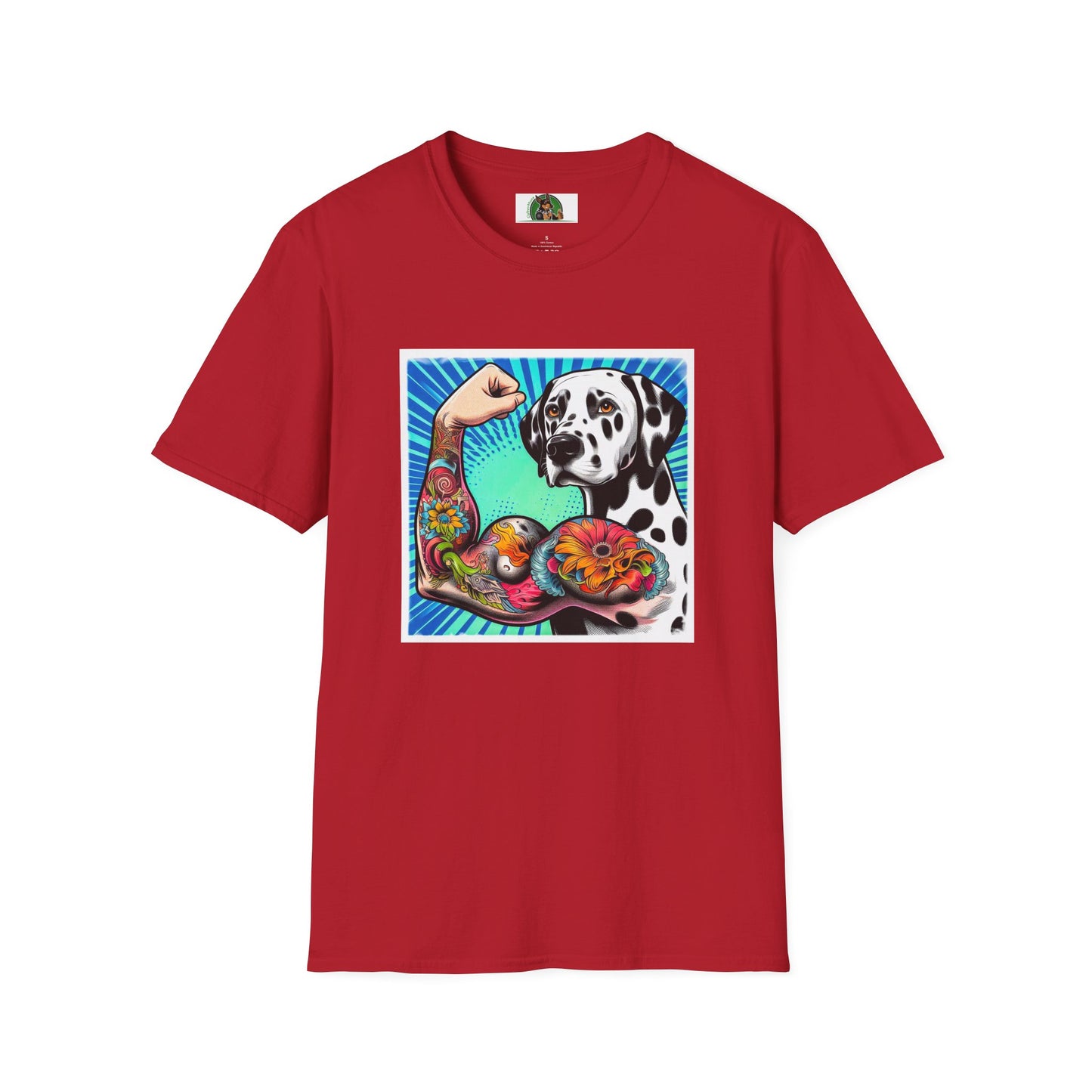 Dalmatian arm flexing t shirt T-Shirt Printify S Cherry Red