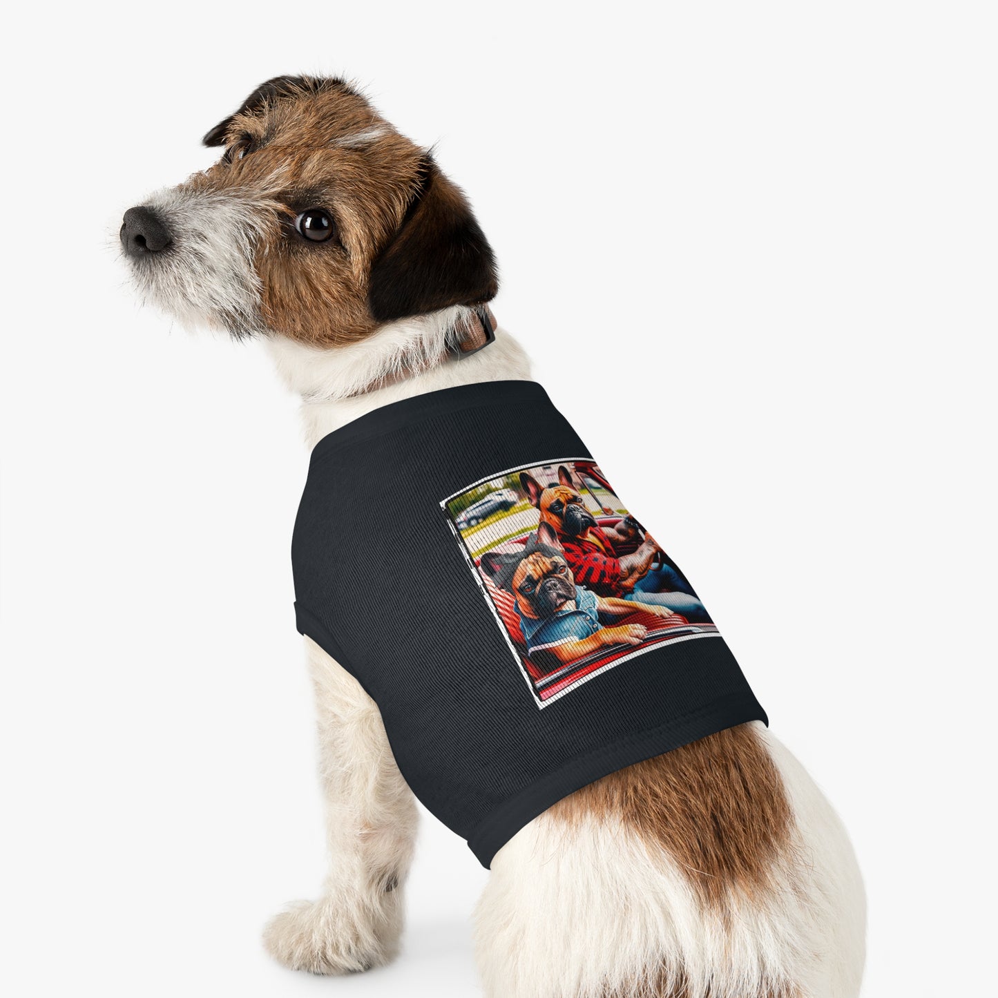 Pet Tank Top French Bulldog family driving t shirt Pets Printify
