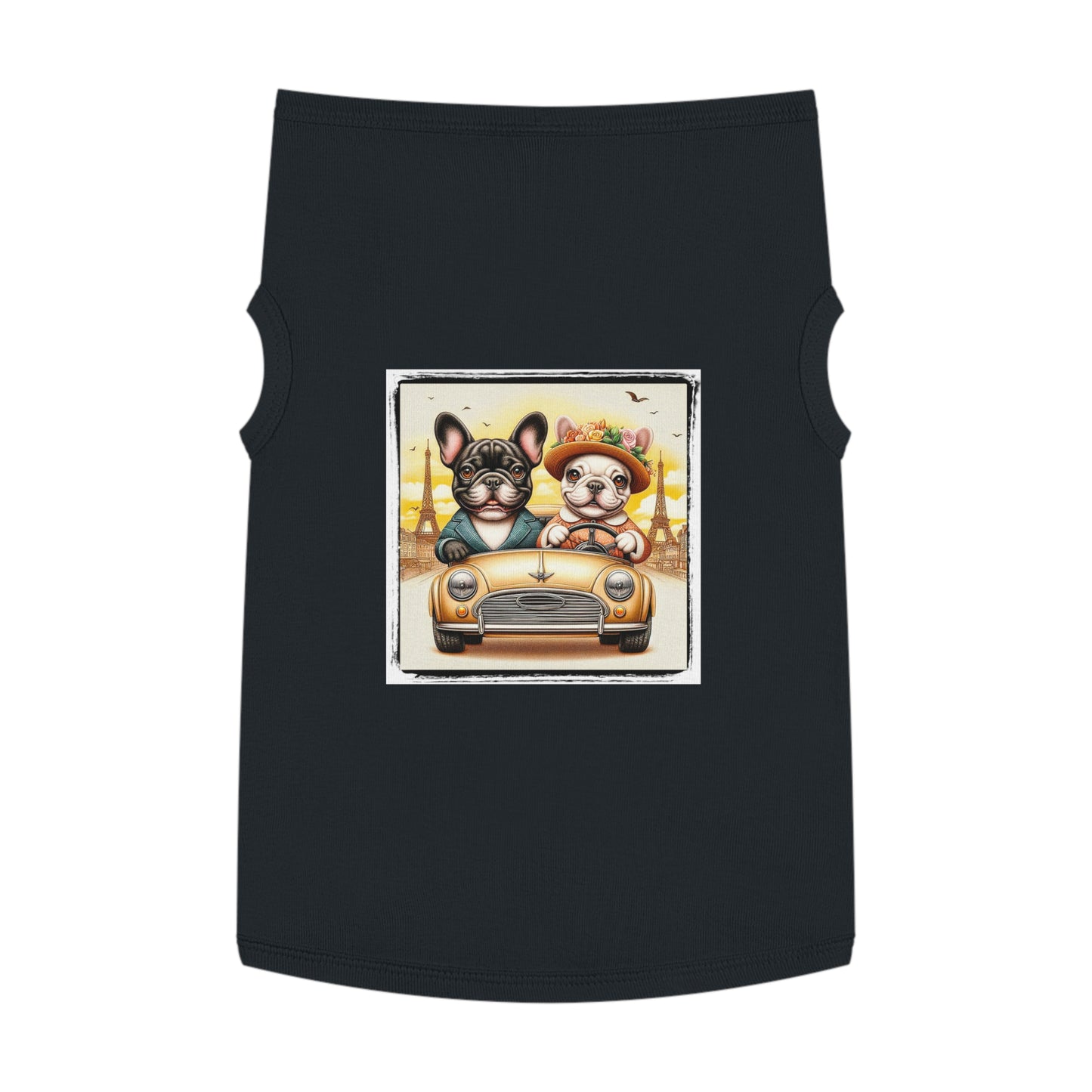 Wacky Pet Tank Top French Bulldog pretty in Paris t shirt Pets Printify