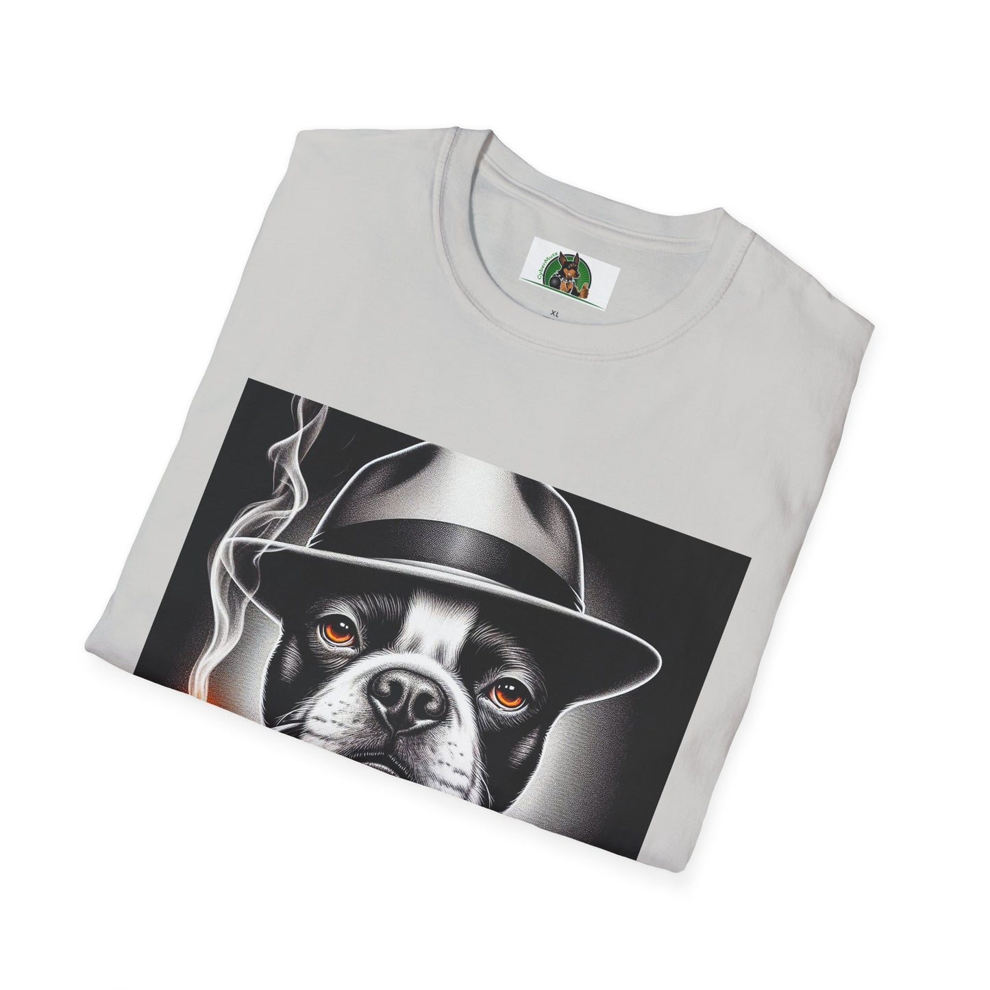 Boston Terrier Dog Smoking Pipe Drinking Whiskey T-Shirt Printify