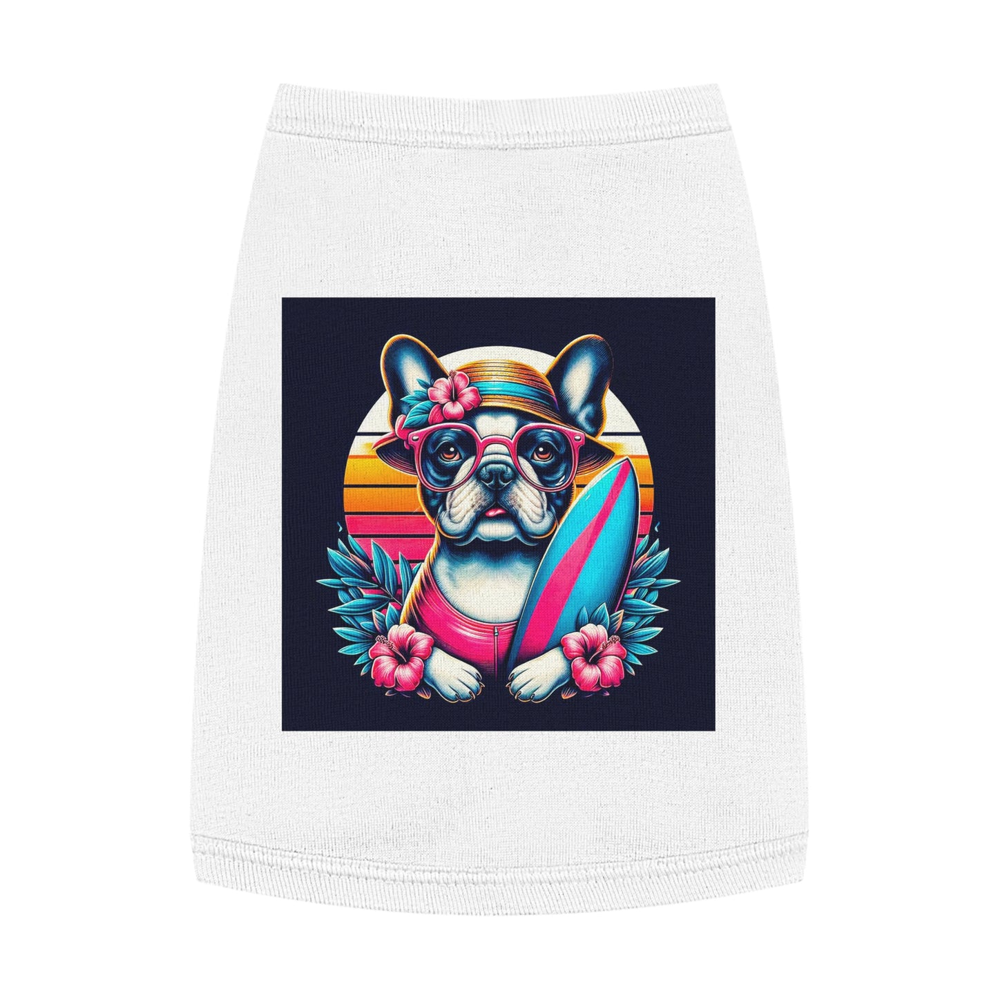 Pet Tank Top French Bulldog pretty flowers t shirt Pets Printify