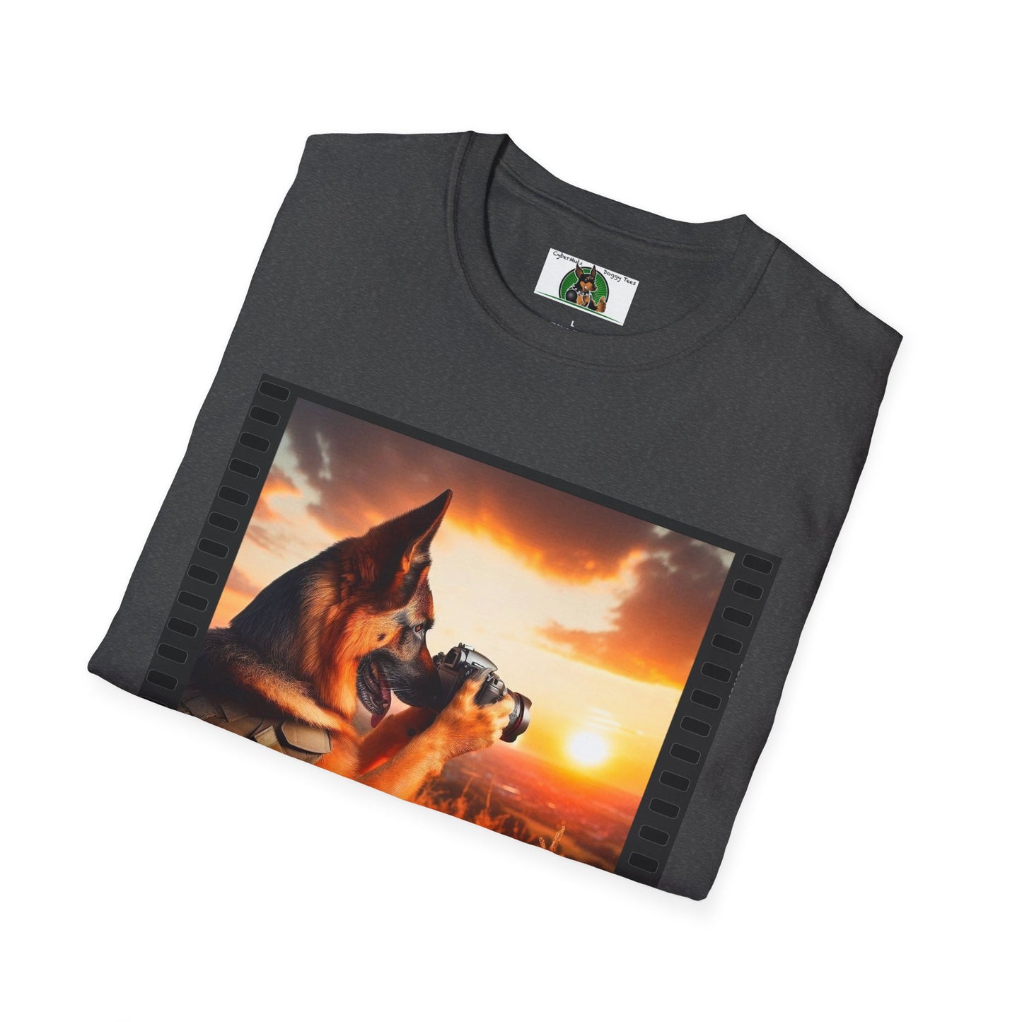 German Shepherd Dog "Photog Dawg!" Unisex Softstyle T-Shirt T-Shirt Printify