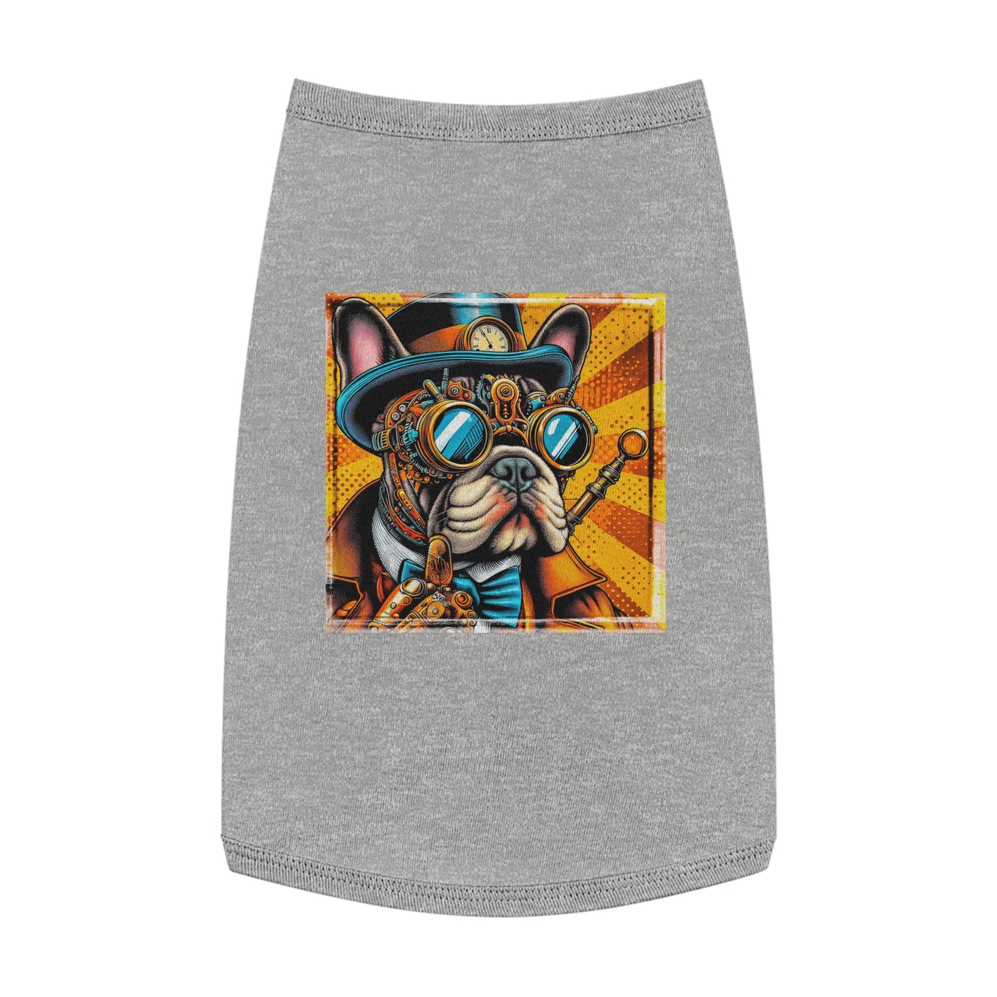 Pet Tank Top French Bulldog steampunk dude t shirt Pets Printify L Heather