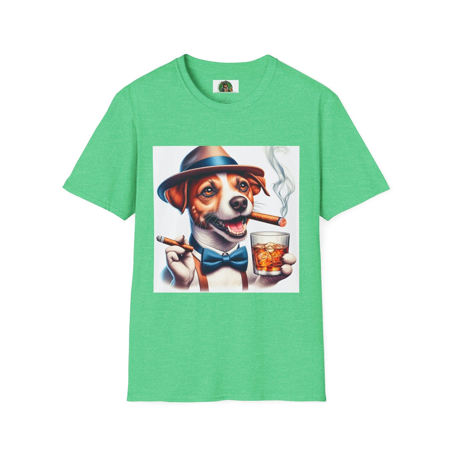 Jack Russell Stogey Whiskey T-Shirt Printify S Heather Irish Green