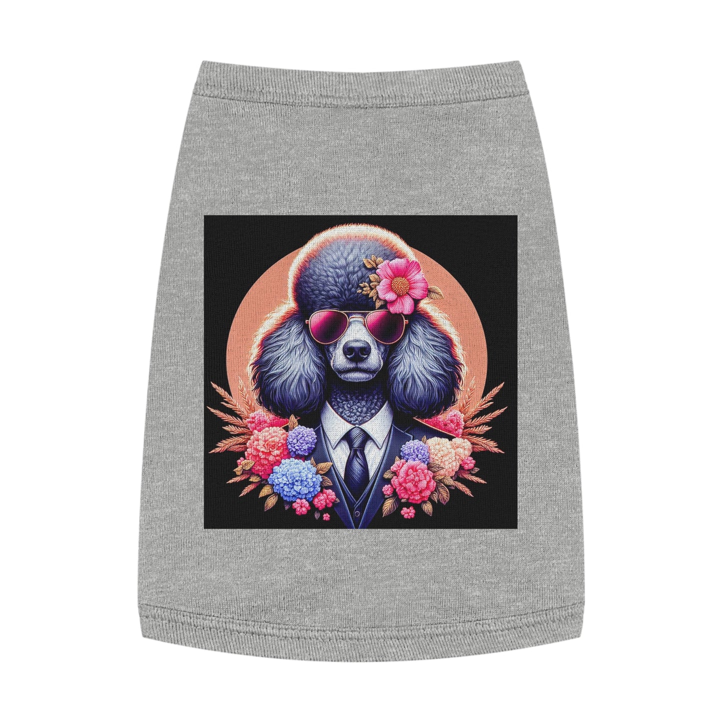 Pet Tank Top Poodle flower business msn Pets Printify M Heather