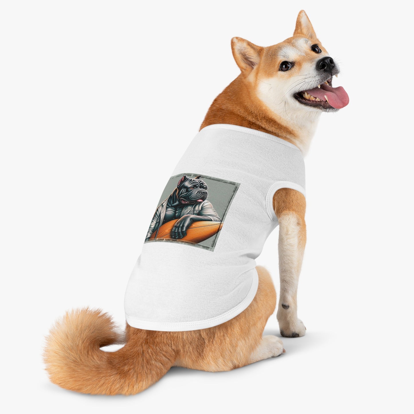 Pet Tank Top Cane Corso In Leather Jacket Surfer Pets Printify