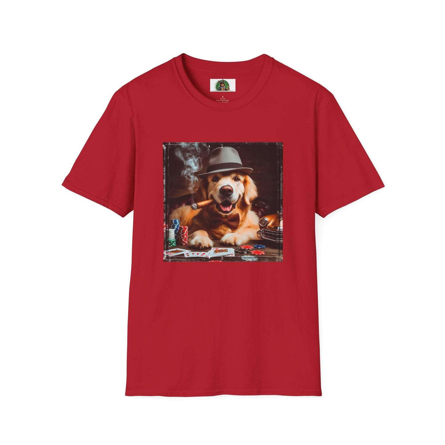 Golden Retriever cigars and smoking shirt T-Shirt Printify S Cherry Red