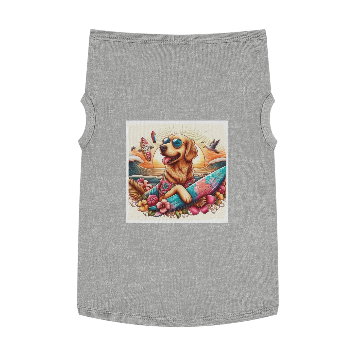 Golden Retriever pet tank top sunny day Pets Printify XL Heather