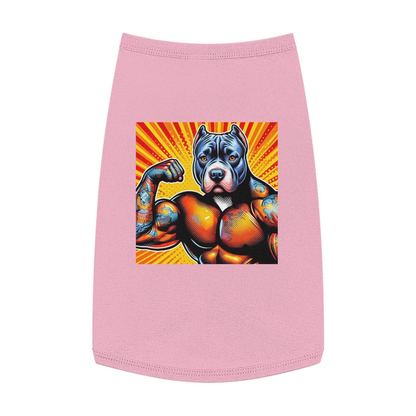 Pet Tank Top Pit Bull arm flexing Pets Printify L Pink