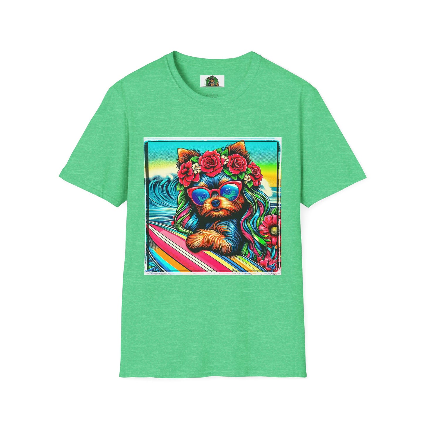 Yorkie flower girl shirt T-Shirt Printify S Heather Irish Green
