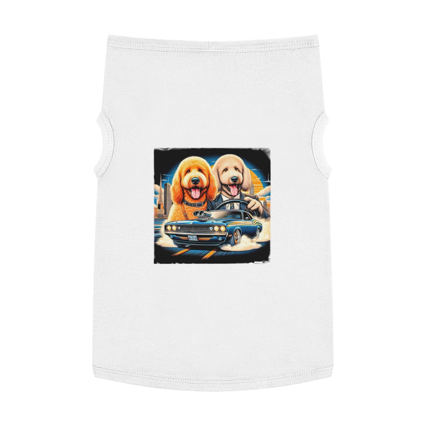 Pet Tank Golden Doodle driving fun t shirt Pets Printify XL White