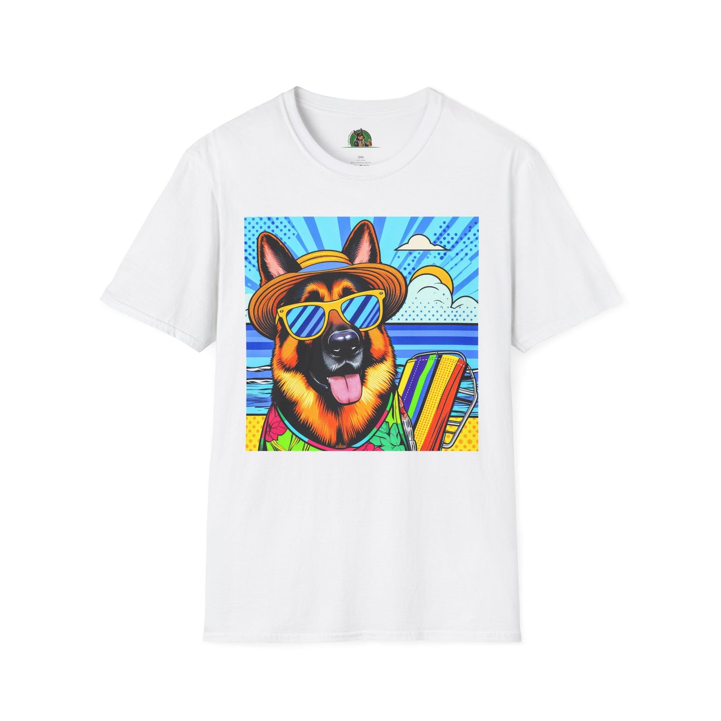 German Shepherd beach puppy shirt T-Shirt Printify White S