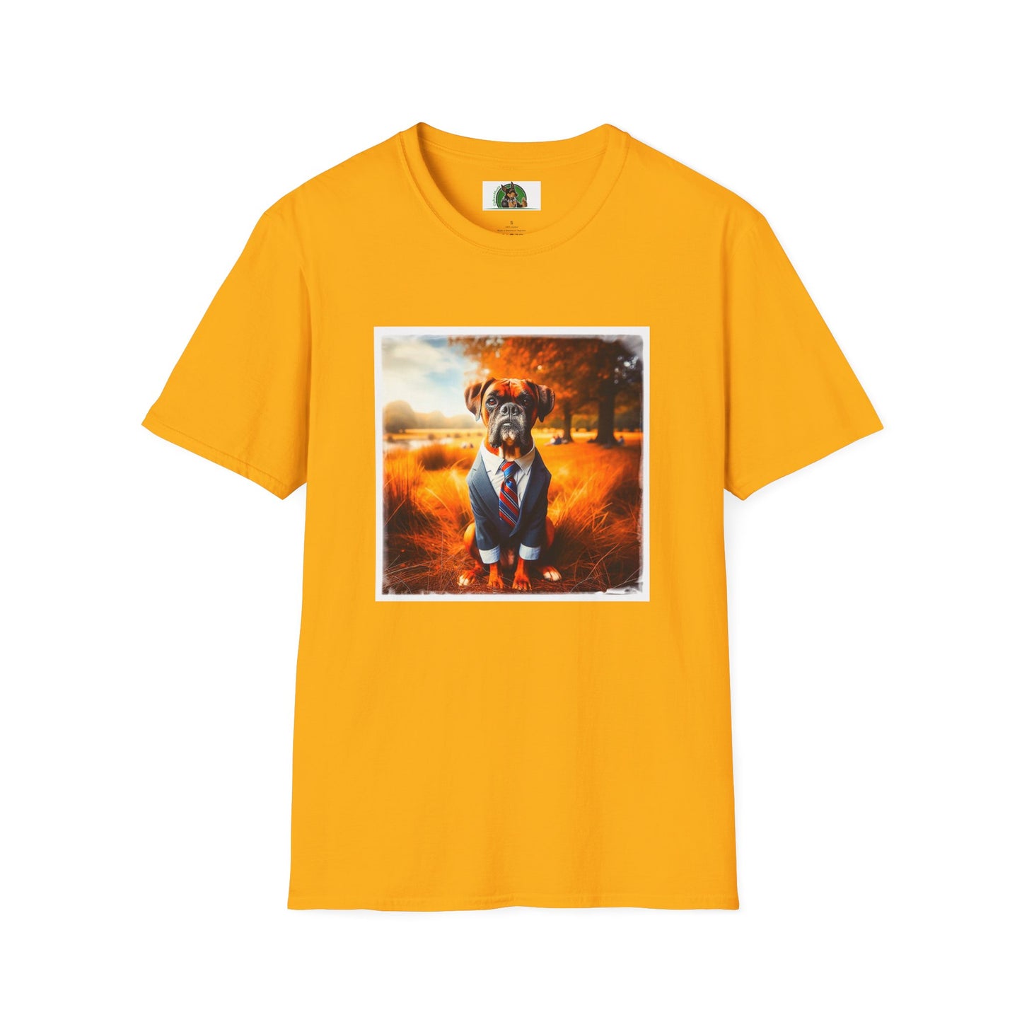 Boxer In Suit In In Field Shirt T-Shirt Printify S Gold