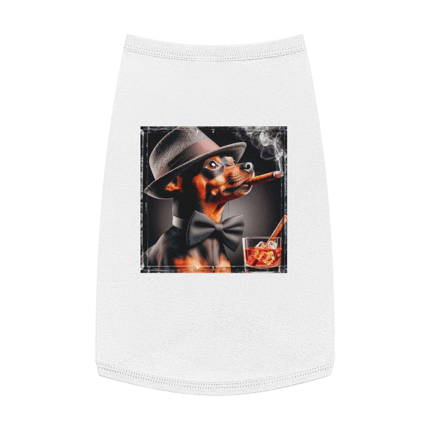 Min Pin Tank Tops cigars Pets Printify L White