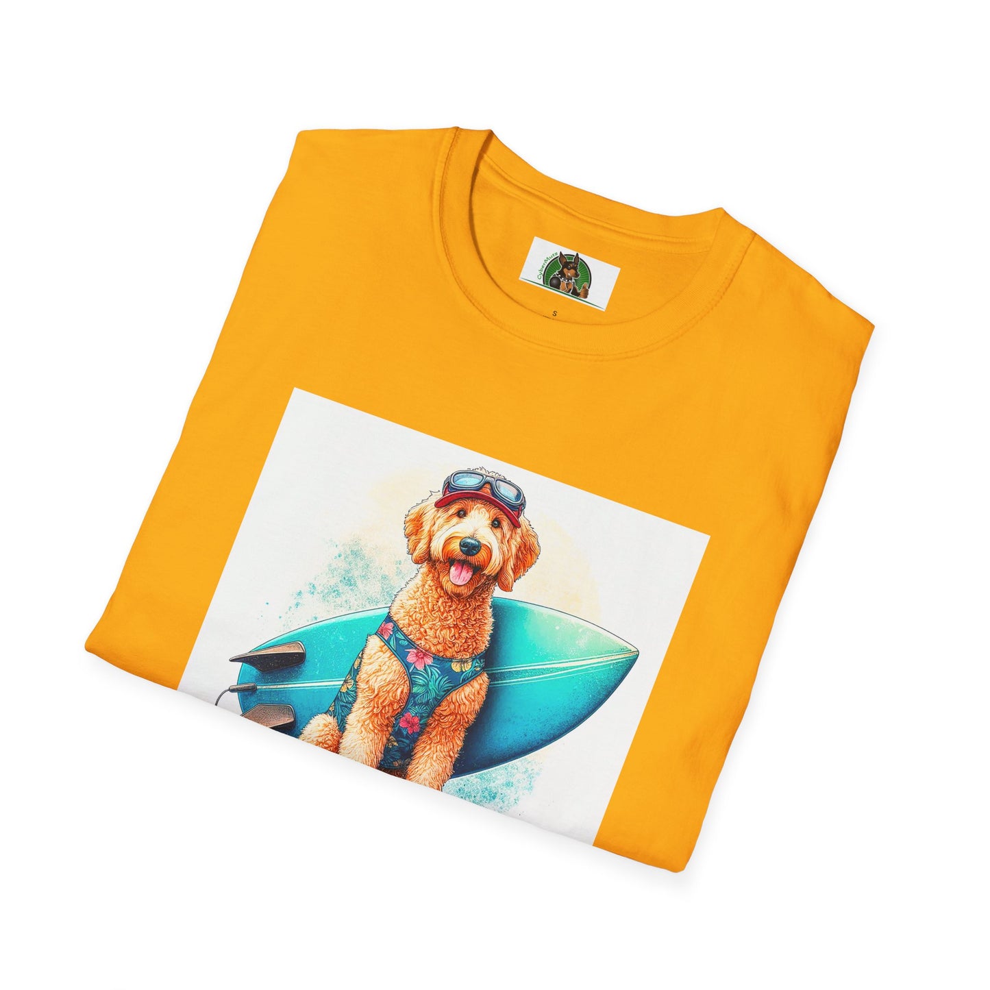 Golden Doodle surfer dude t shirt