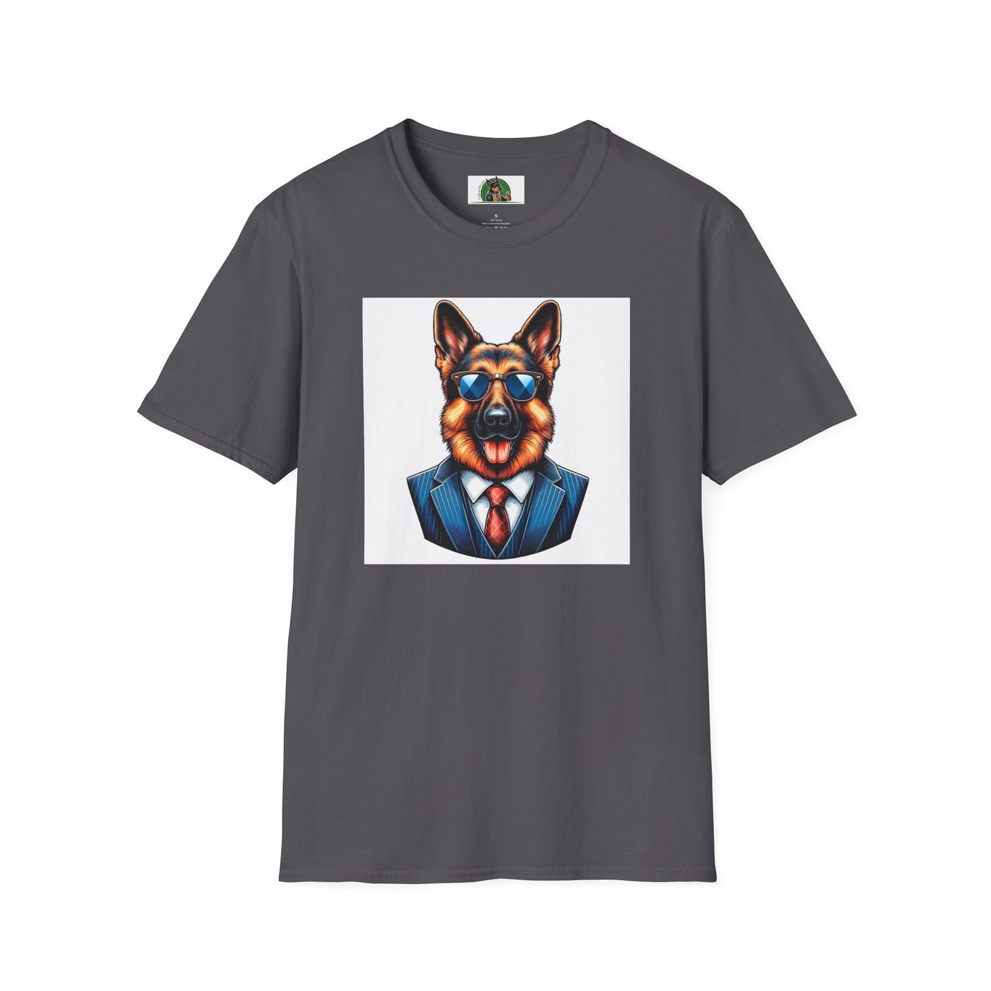 German Shepherd suit and tie T-Shirt Printify Charcoal S