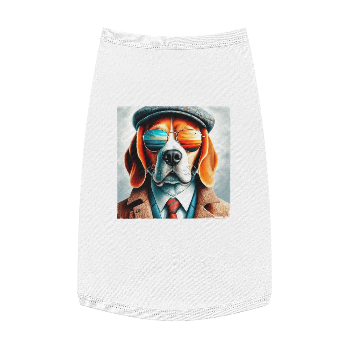 Pet Tank Top Beagle Dog Wearing Jacket And Hat Pets Printify L White